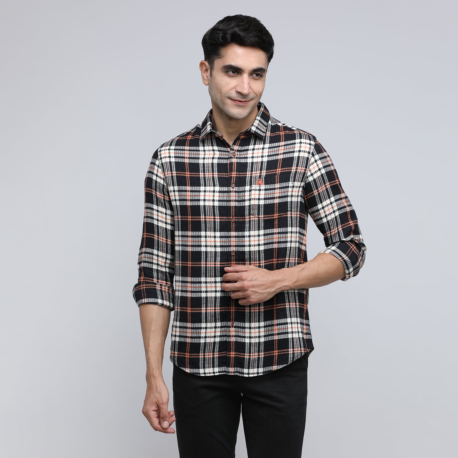 Indo Cotton Men's Checkered Full Sleeve Shirt