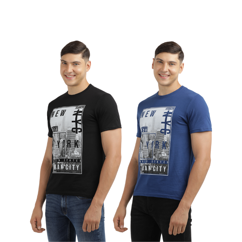 Men's New York Urban City Print T-Shirt Pack Of 2