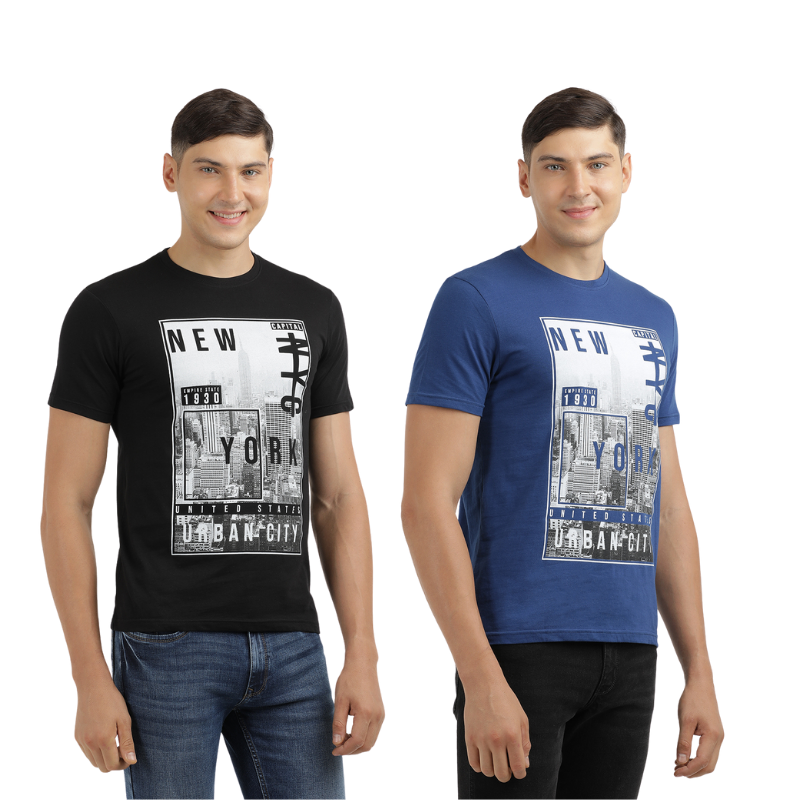 Men's New York Urban City Print T-Shirt Pack Of 2