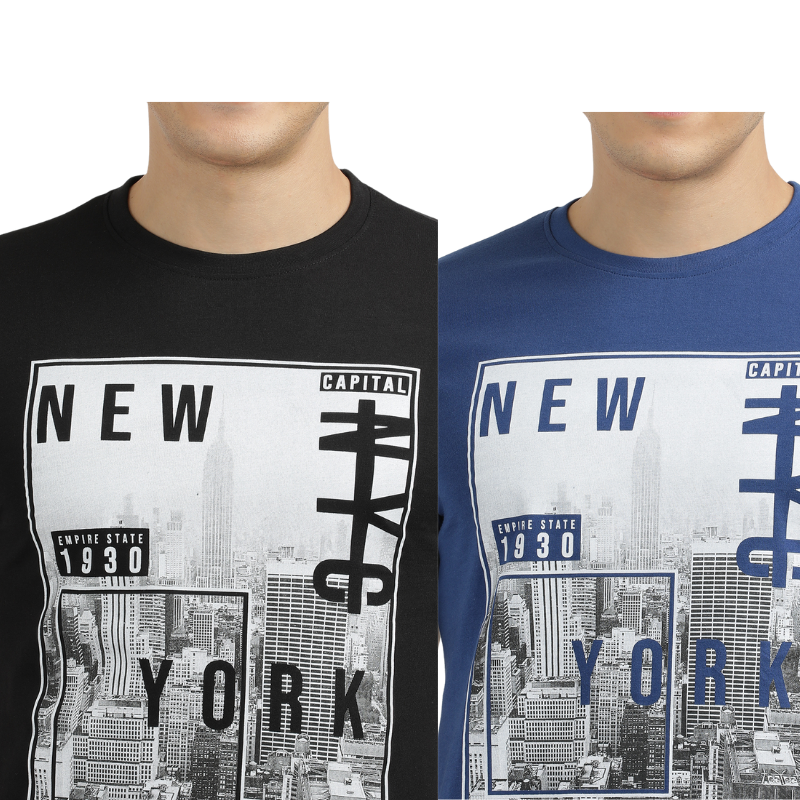 Men's New York Urban City Print T-Shirt Pack Of 2