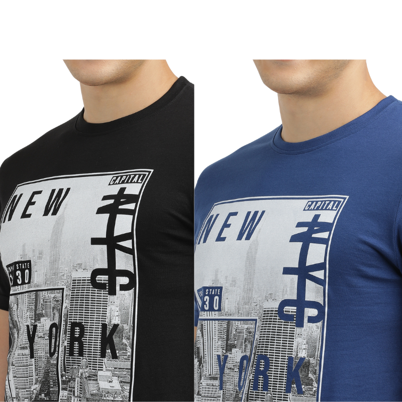 Men's New York Urban City Print T-Shirt Pack Of 2