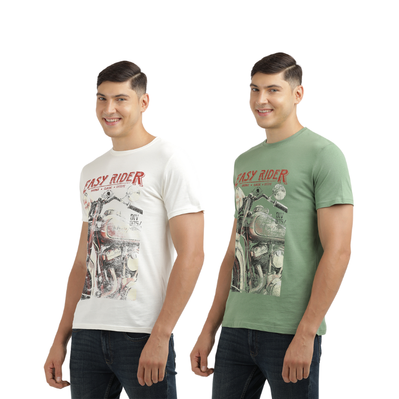 Men's Easy Rider Print T-Shirt Pack Of 2