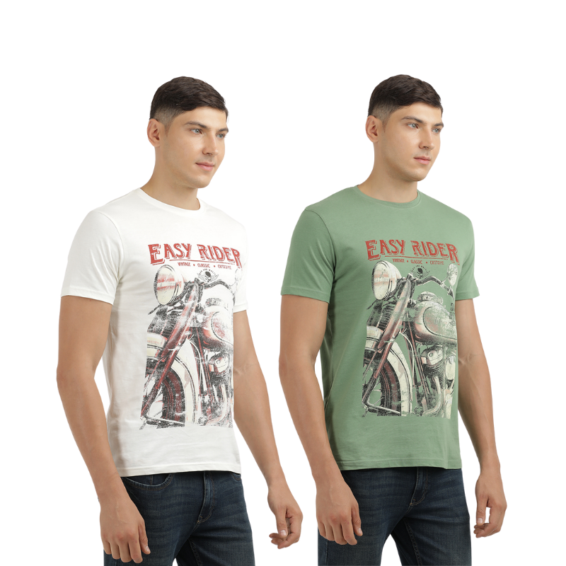 Men's Easy Rider Print T-Shirt Pack Of 2