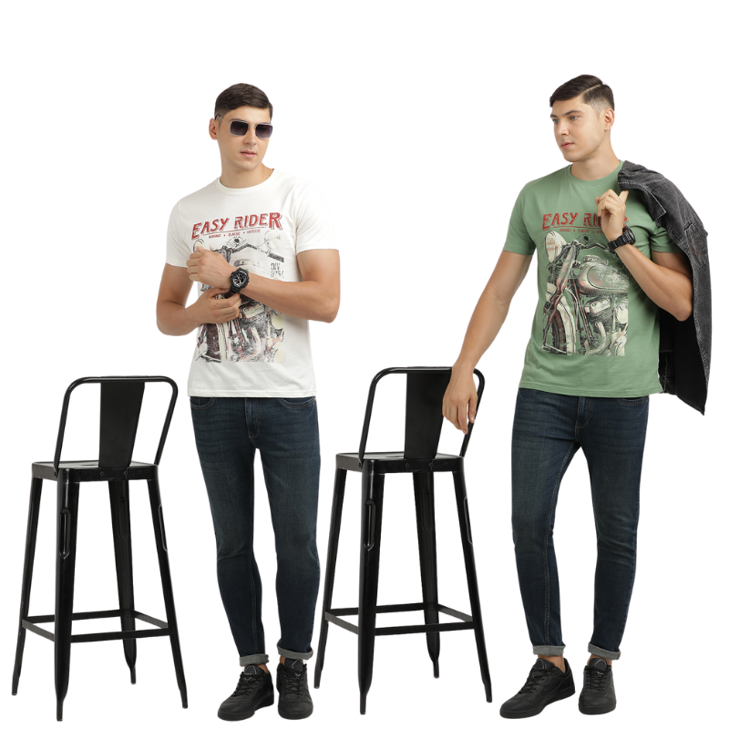 Men's Easy Rider Print T-Shirt Pack Of 2