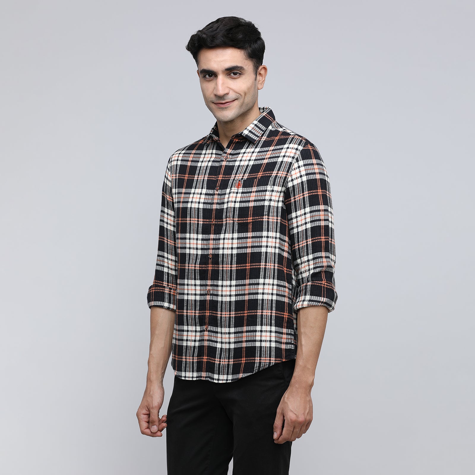 Indo Cotton Men's Checkered Full Sleeve Shirt