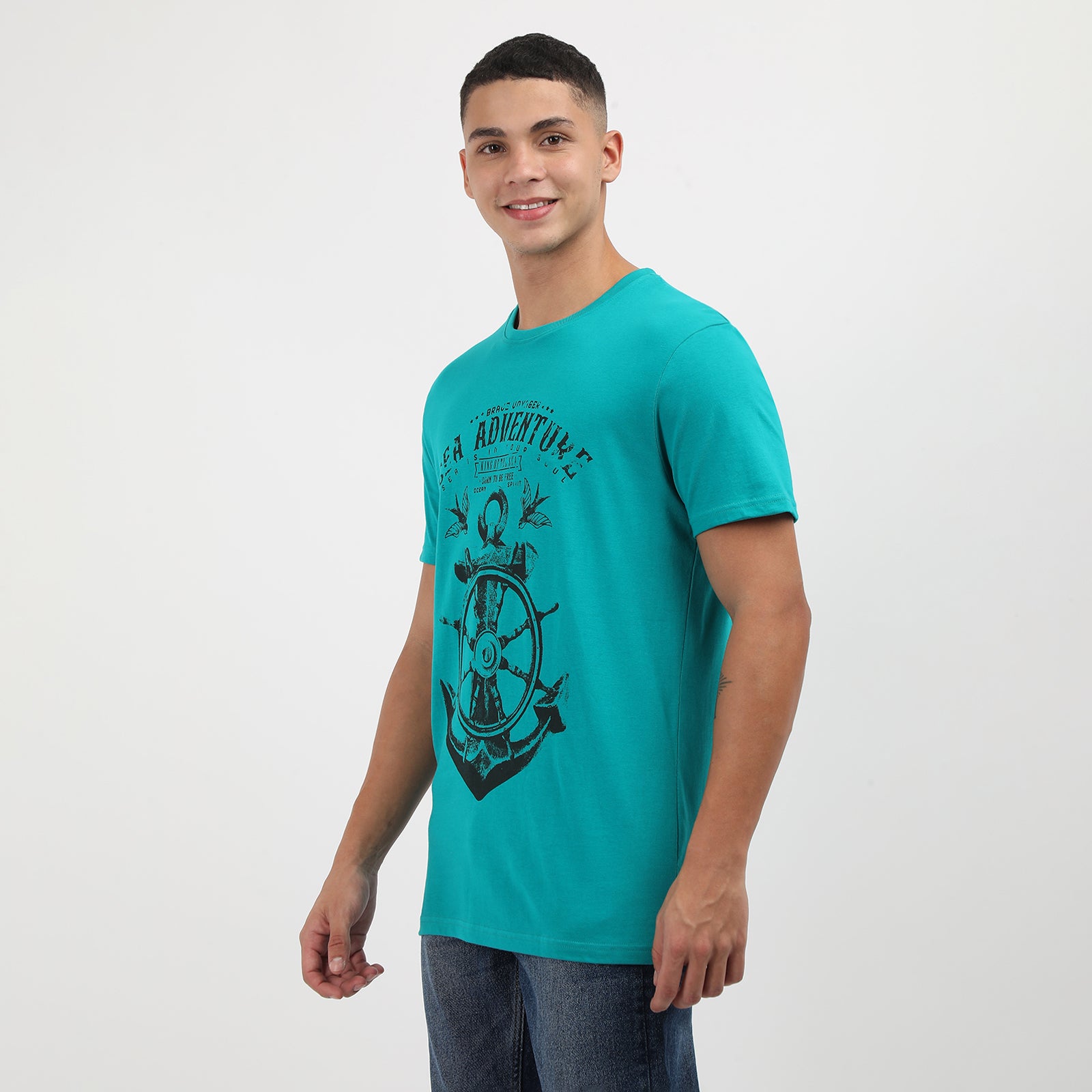 Blue Grass Sea Adventure Men's Graphic Printed Crew Neck t-Shirt