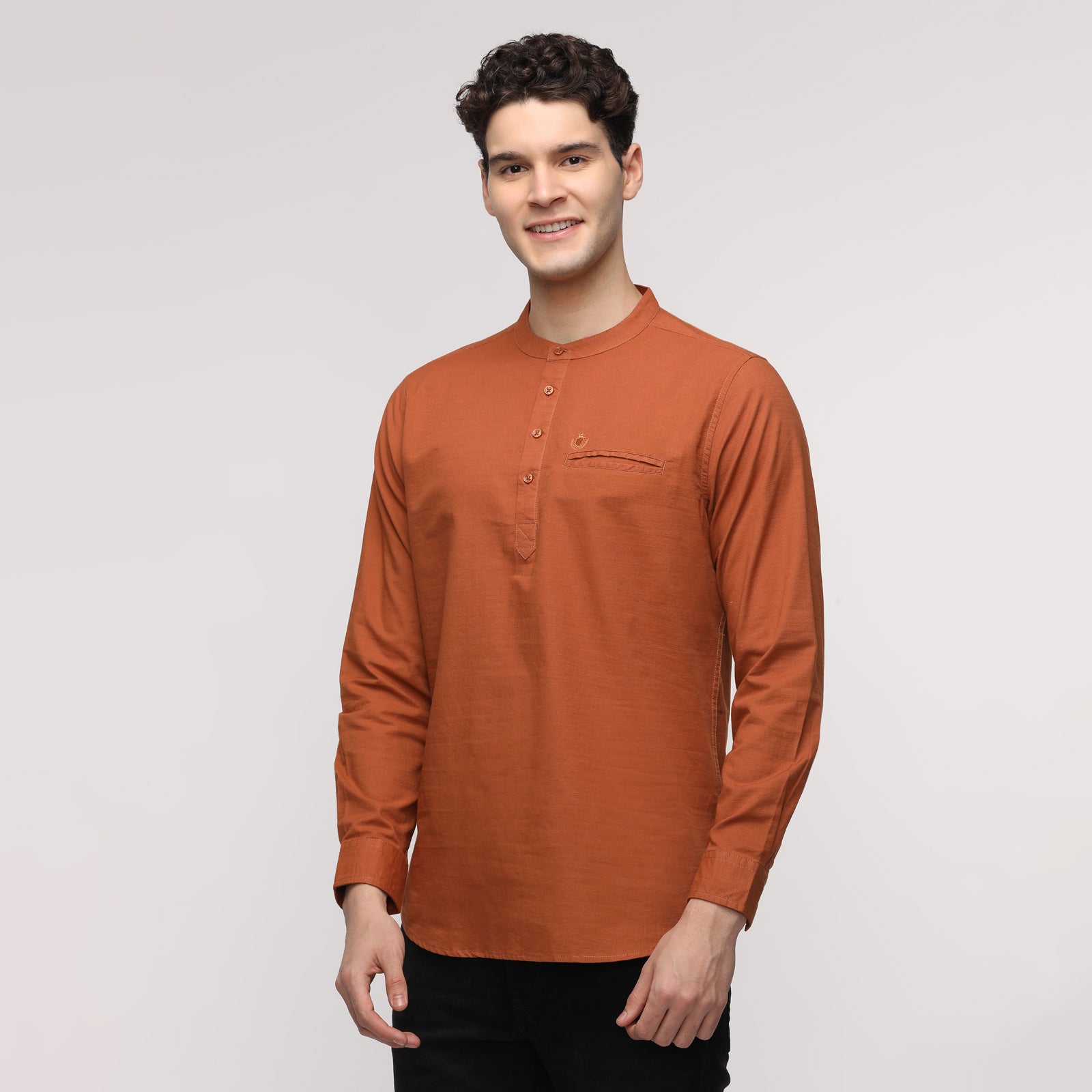 Men's Nutshell Solid Full Sleeve Short Kurthi