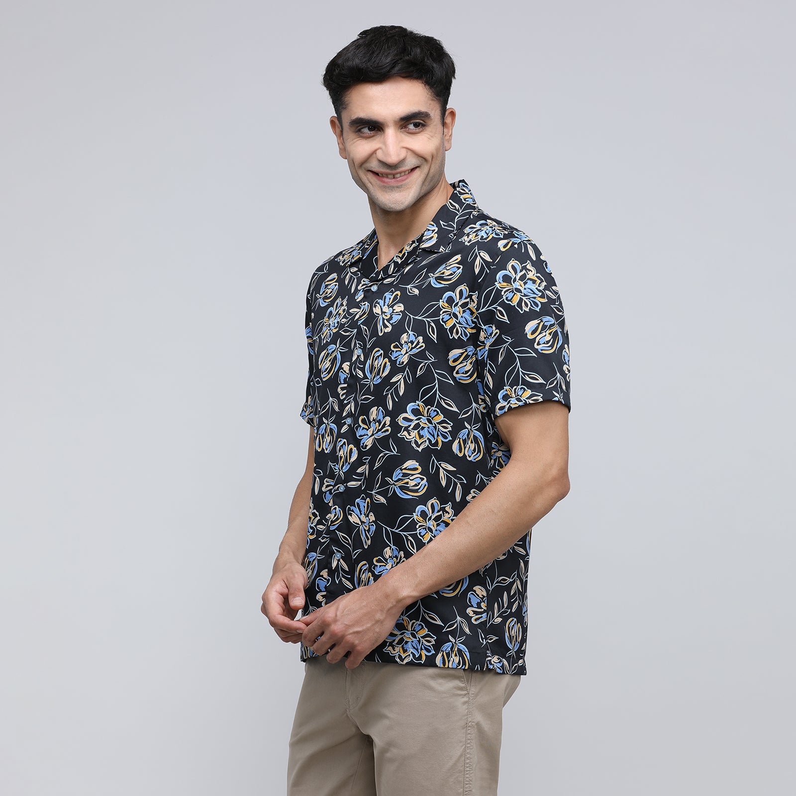 Indo Cotton Men's Half Sleeve Printed Shirt