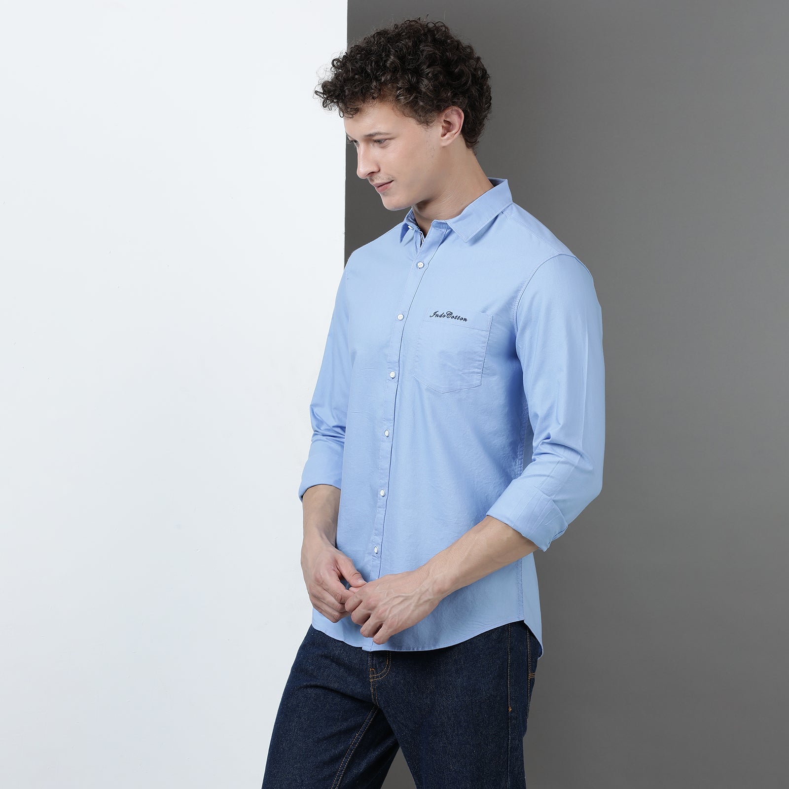 Blue Solid Full Sleeve Shirt