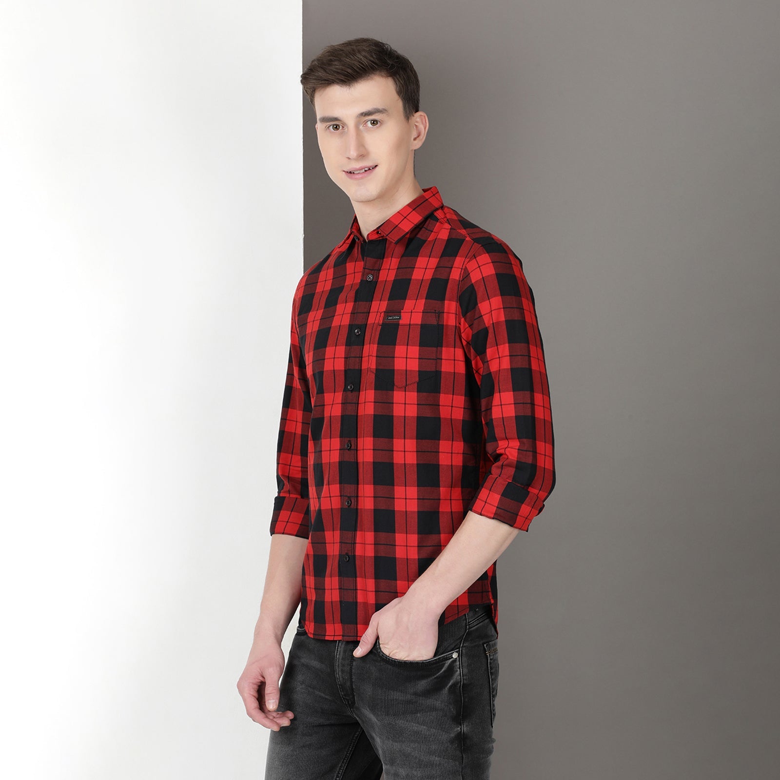 Black & Red Full Sleeve Checks Shirt