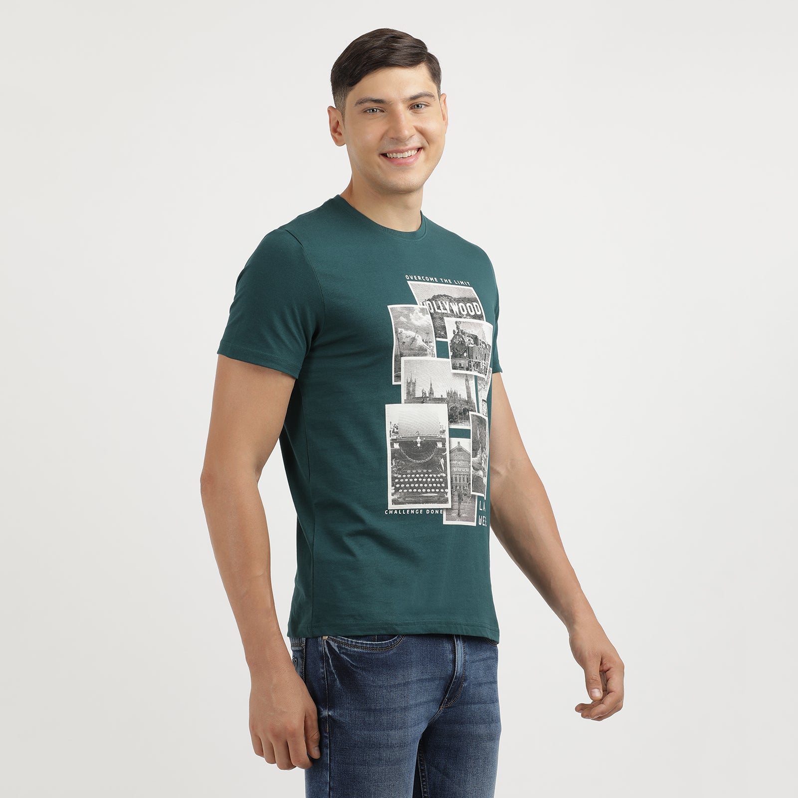 Men's Dark Sea Over The Limit Crew Neck Graphic Printed T-Shirt