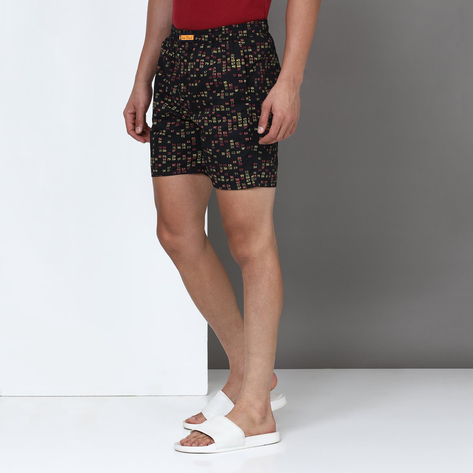 Black Printed Short Thigh Short