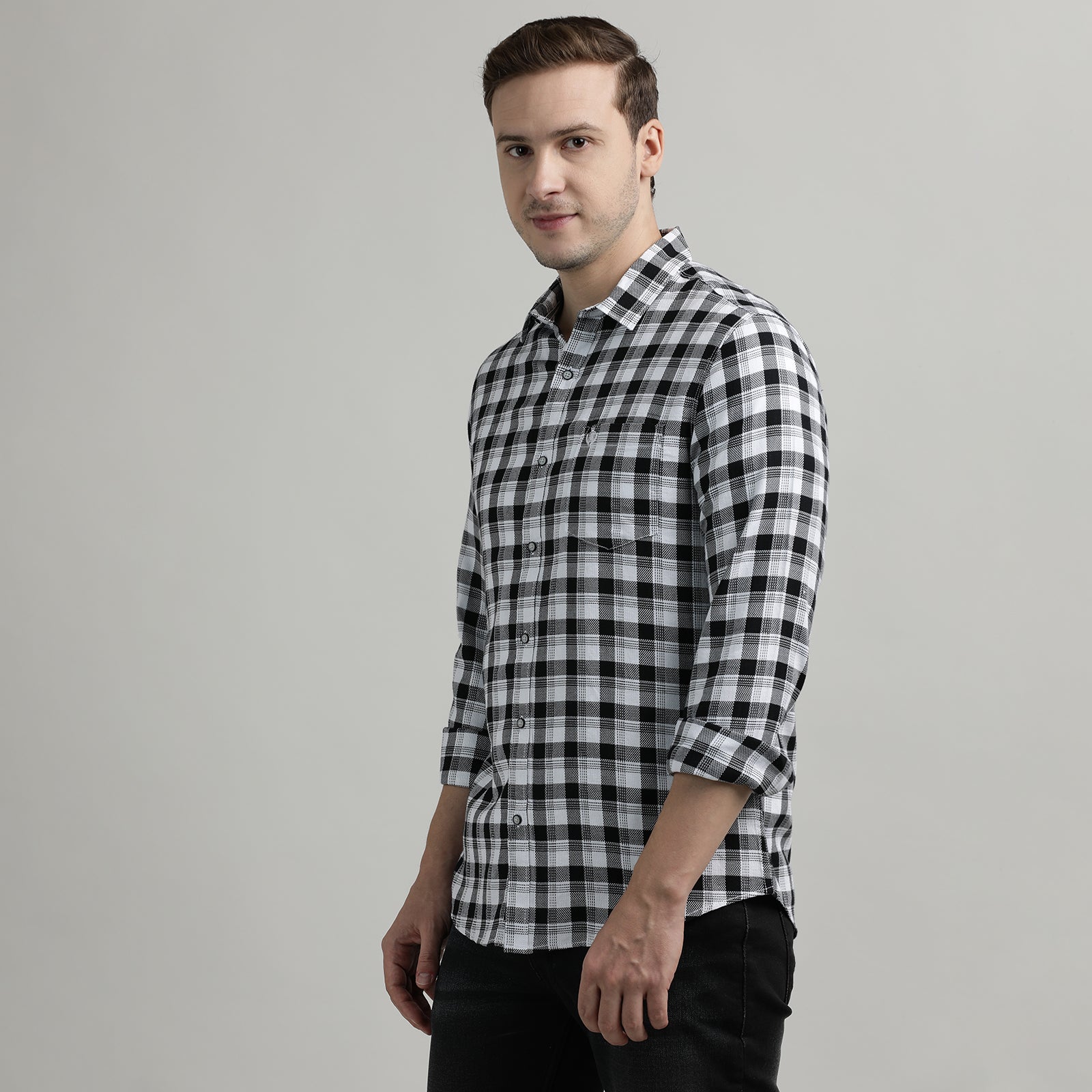 Black & White Checks Full Sleeve Shirt