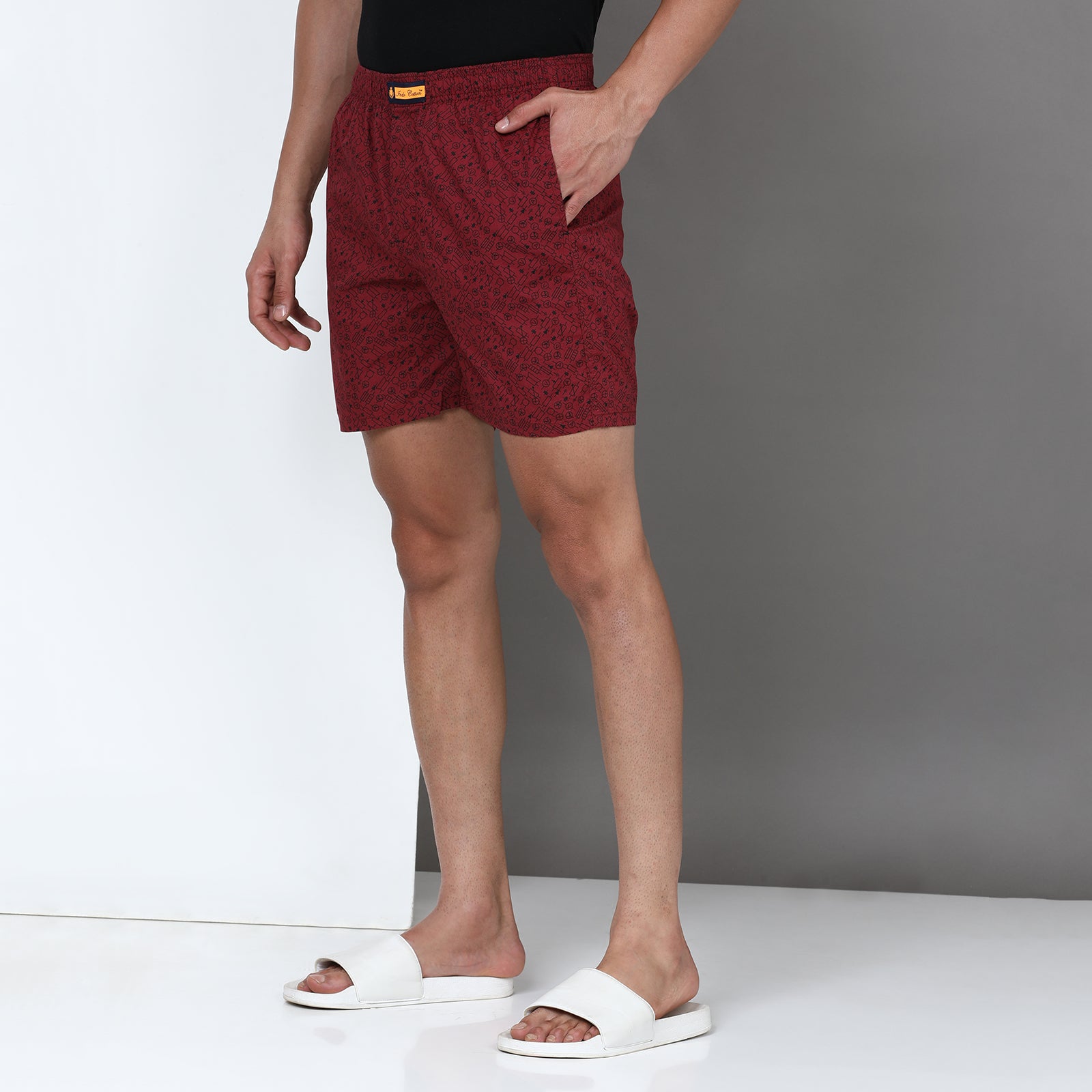 Marron Printed Short Thigh Short