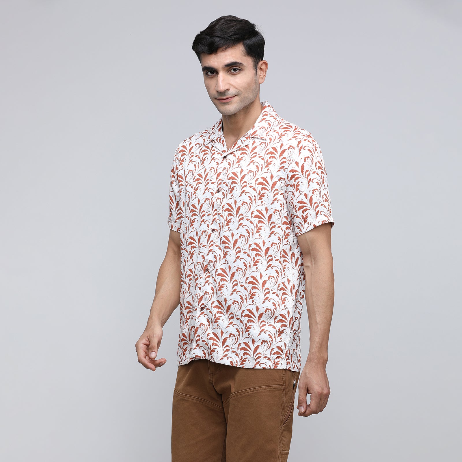 Indo Cotton Men's Printed Half Sleeve Shirt