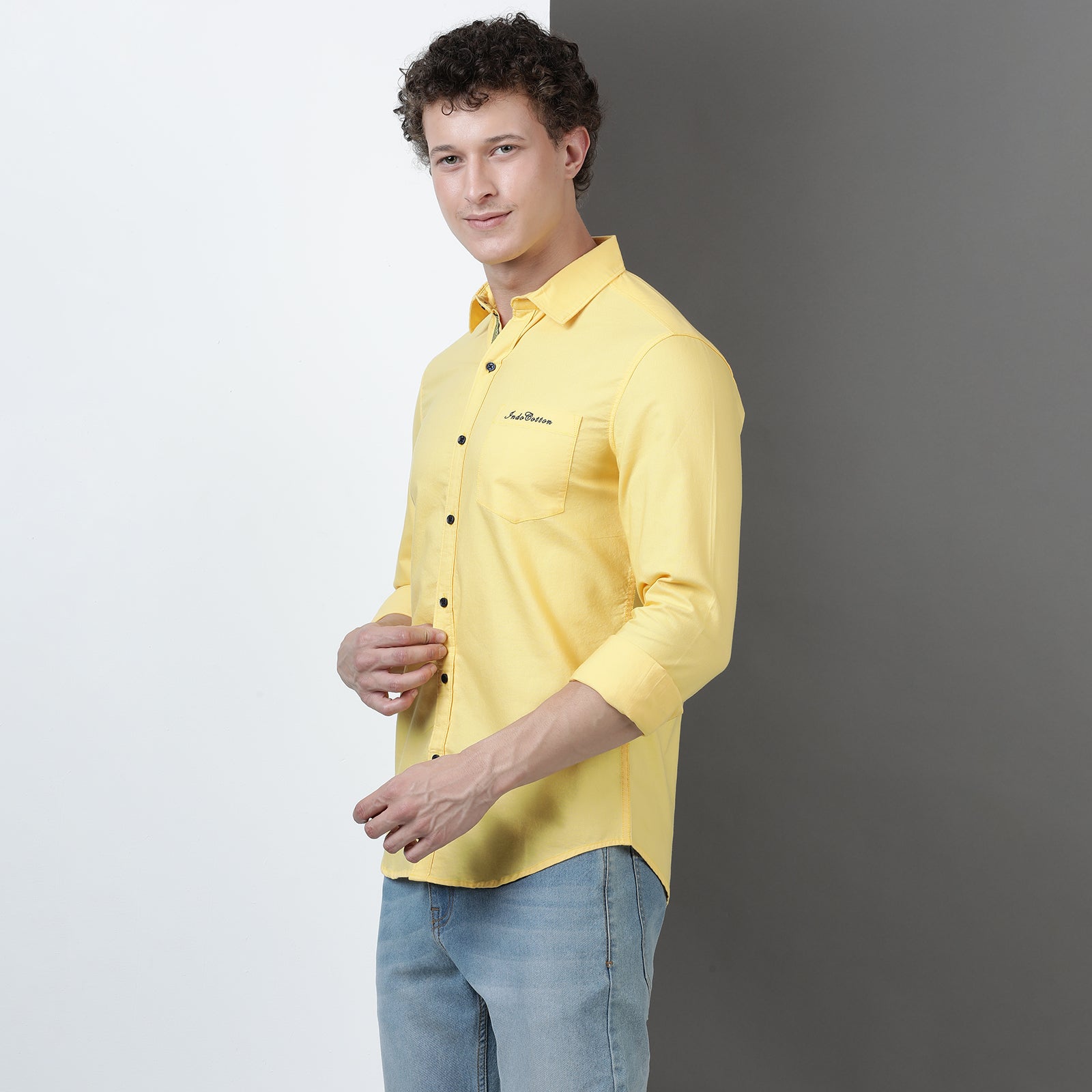 Yellow Solid Full Sleeve Shirt