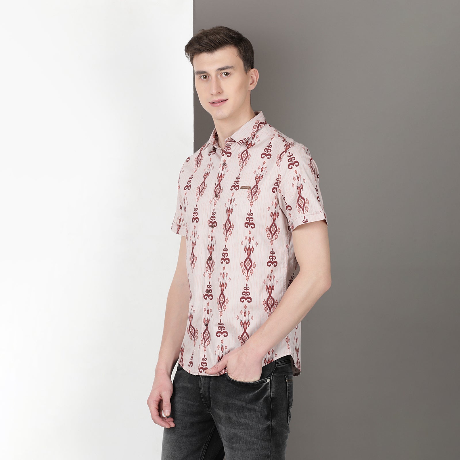 Cameo Rose Printed Half Sleeve Shirt