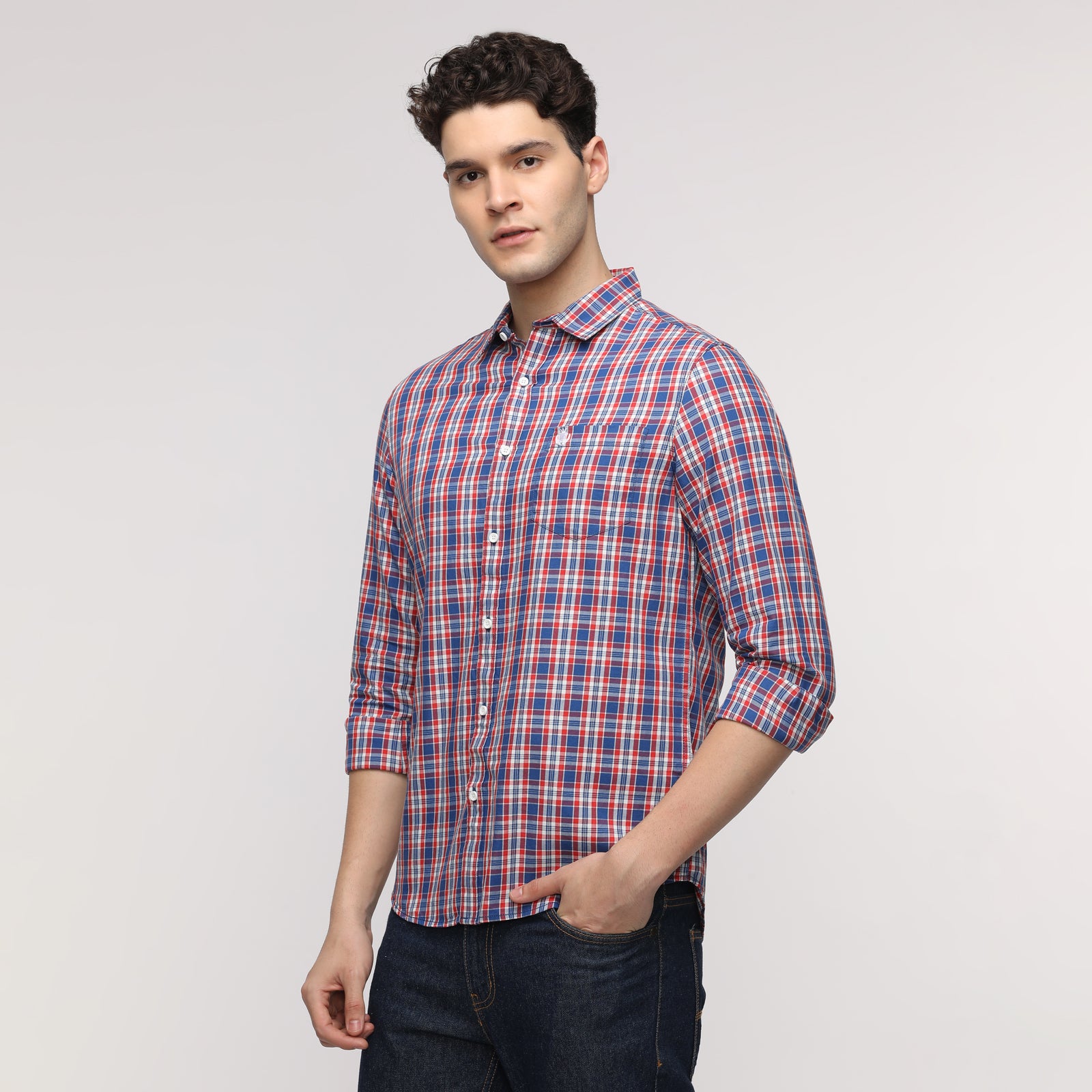 Men's Checkered Slim Fit Shirt With patch Pocket