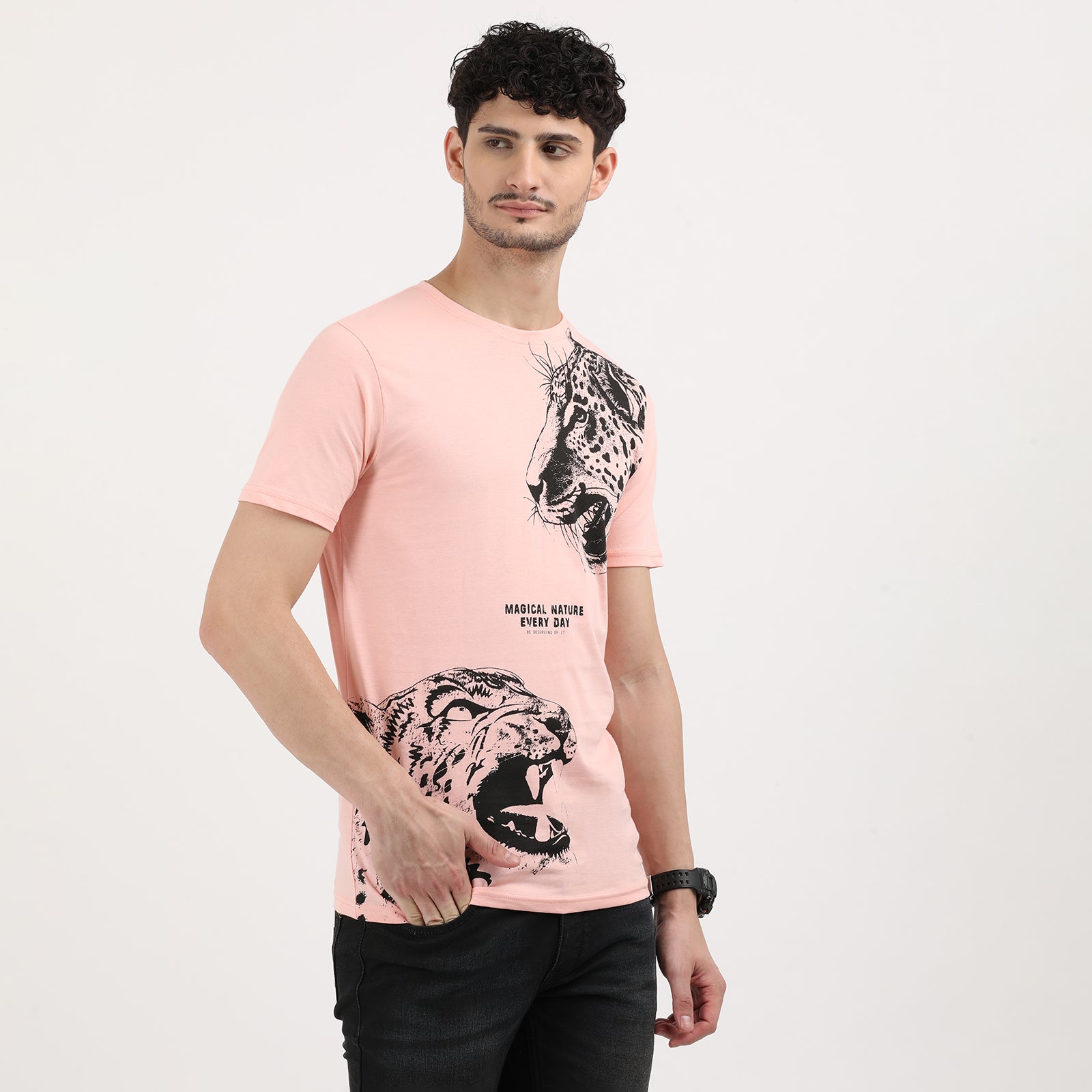 Impatiens Pink Roaring Style Leopard Print T-Shirt