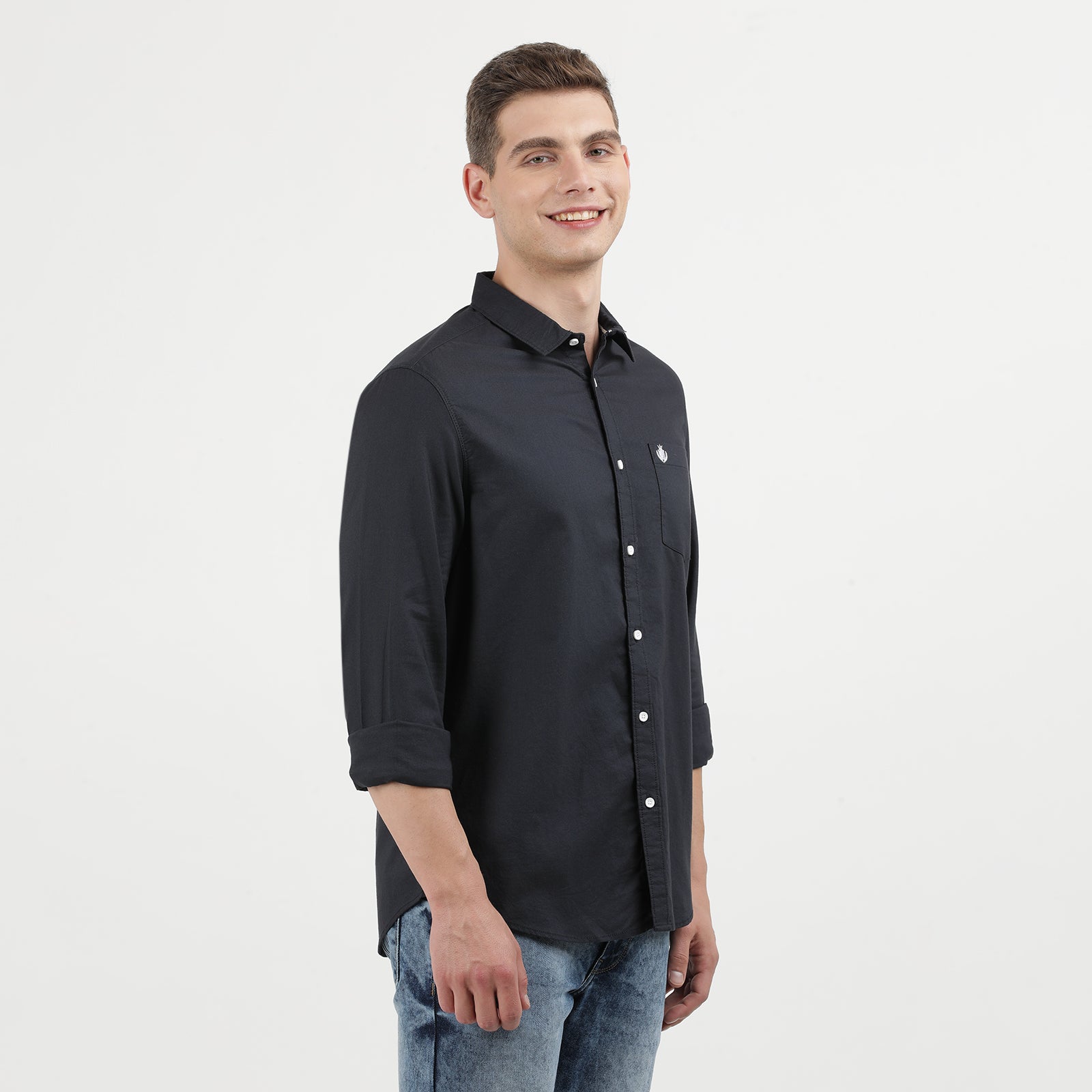 Dark Navy Solid Full Sleeve Casual Shirt