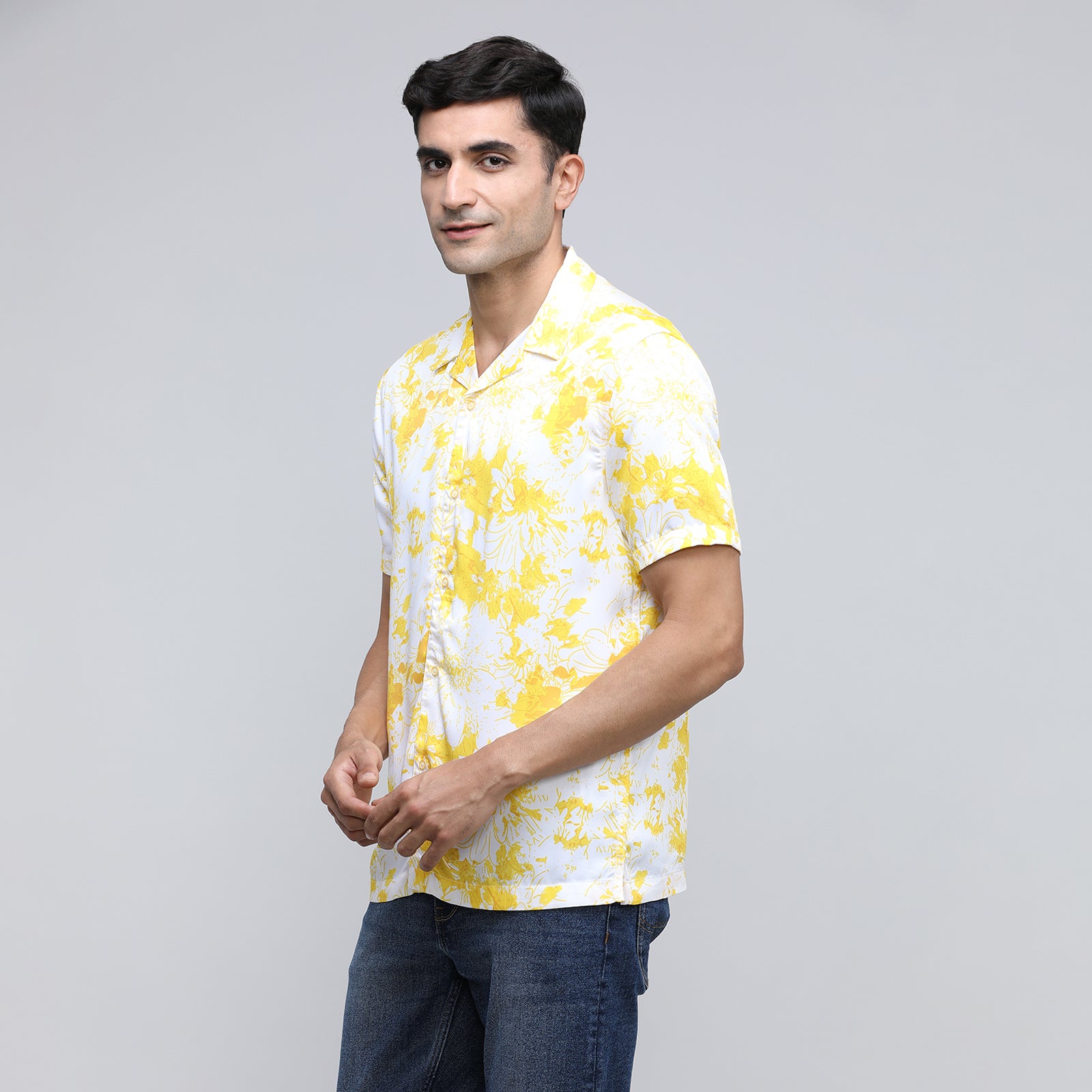 Indo Cotton Men's Printed Half Sleeve Shirt