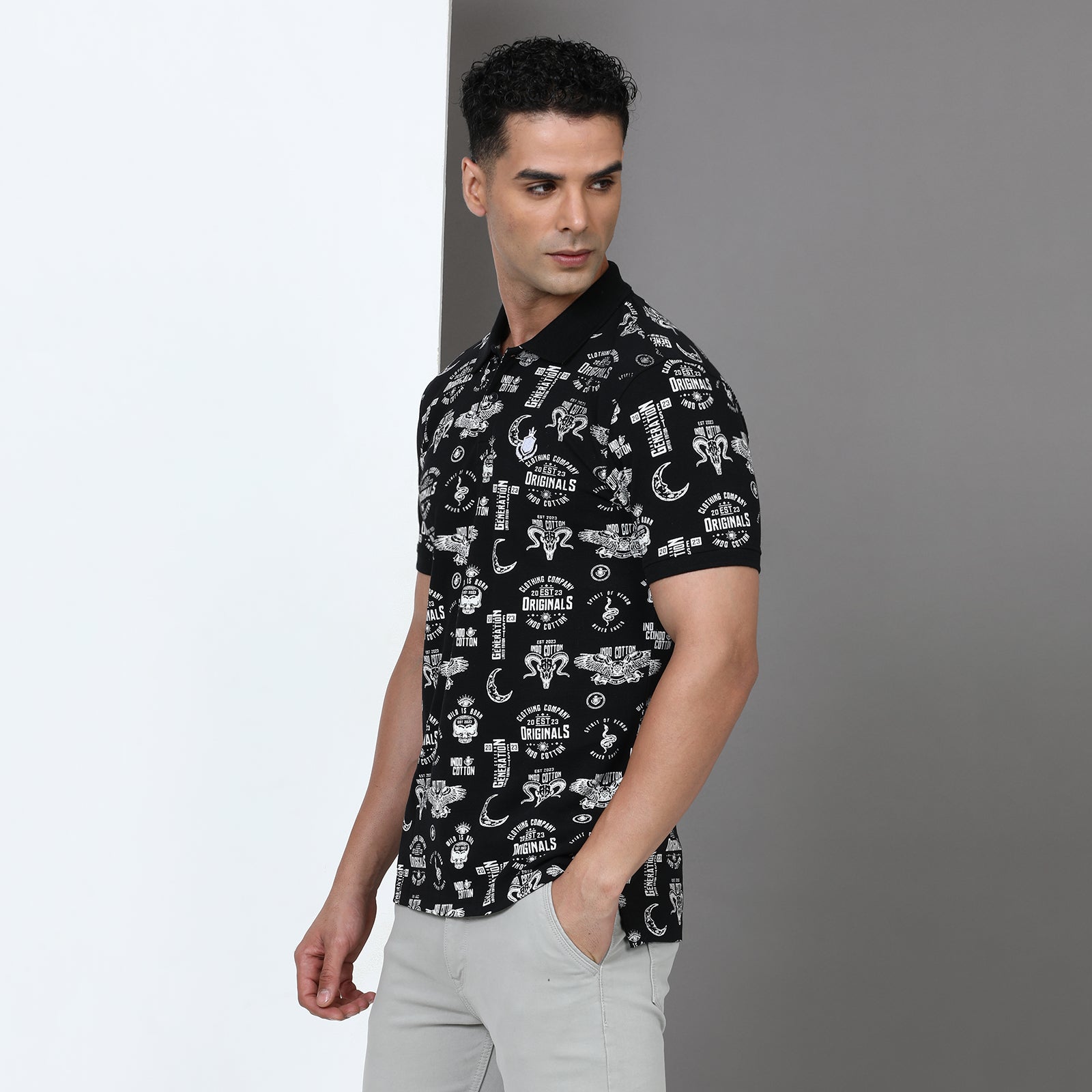 Slim Fit Printed Polo T-Shirt