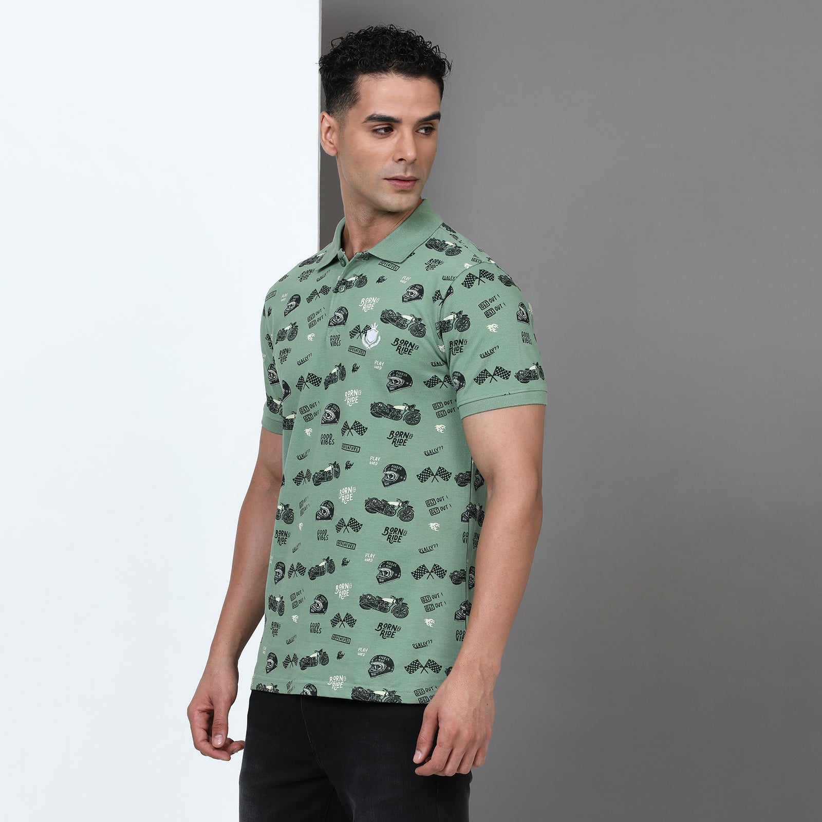 Slim Fit Printed Polo T-Shirt