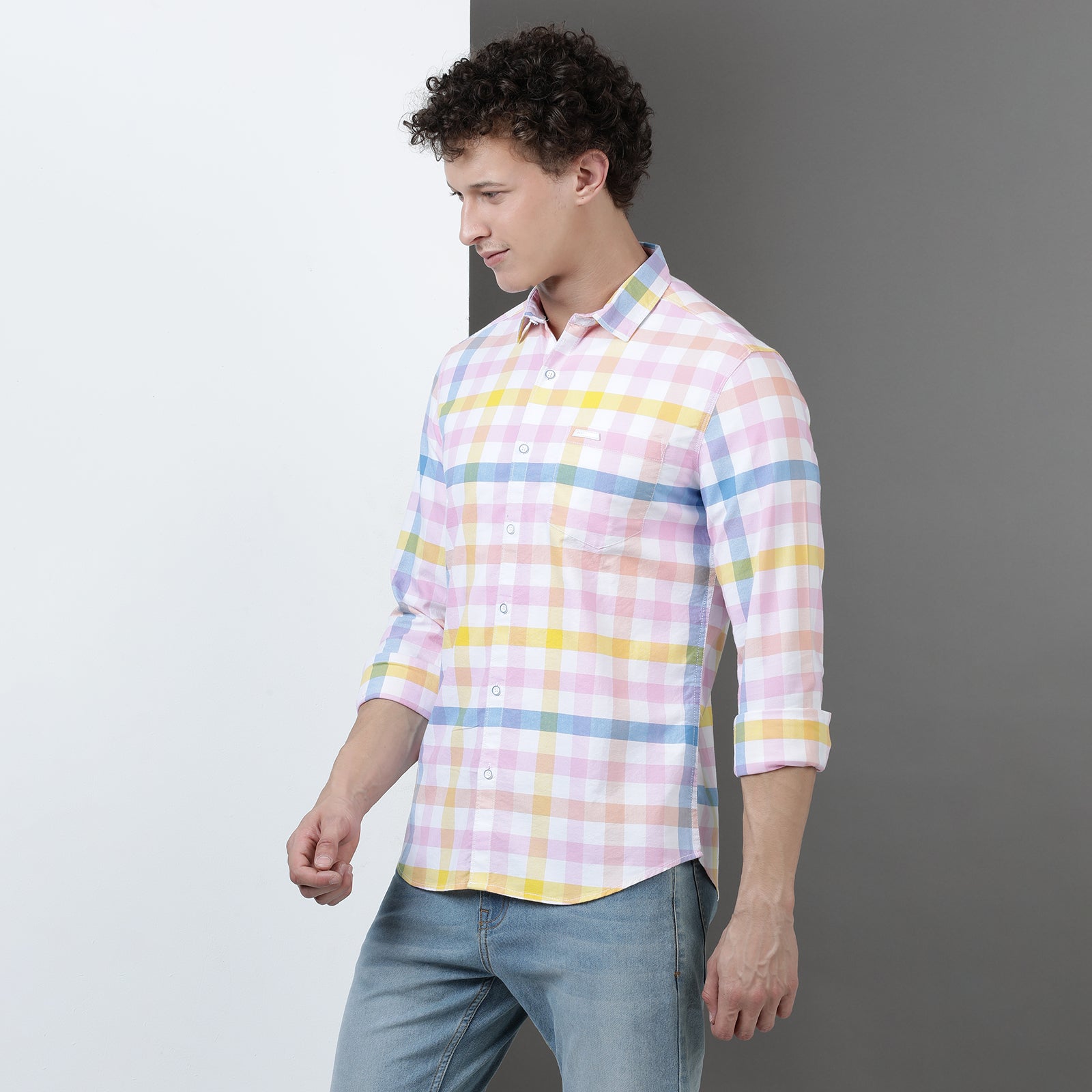 White Yarn Dyed Checks Full Sleeve Shirt