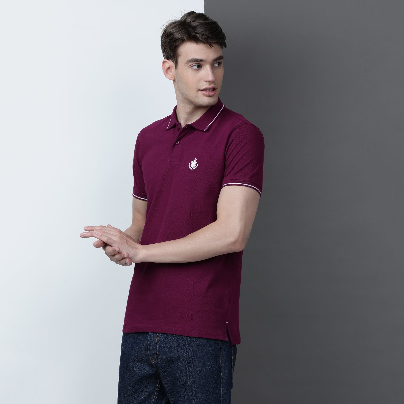Solid Men Slim Fit Polo T-Shirt