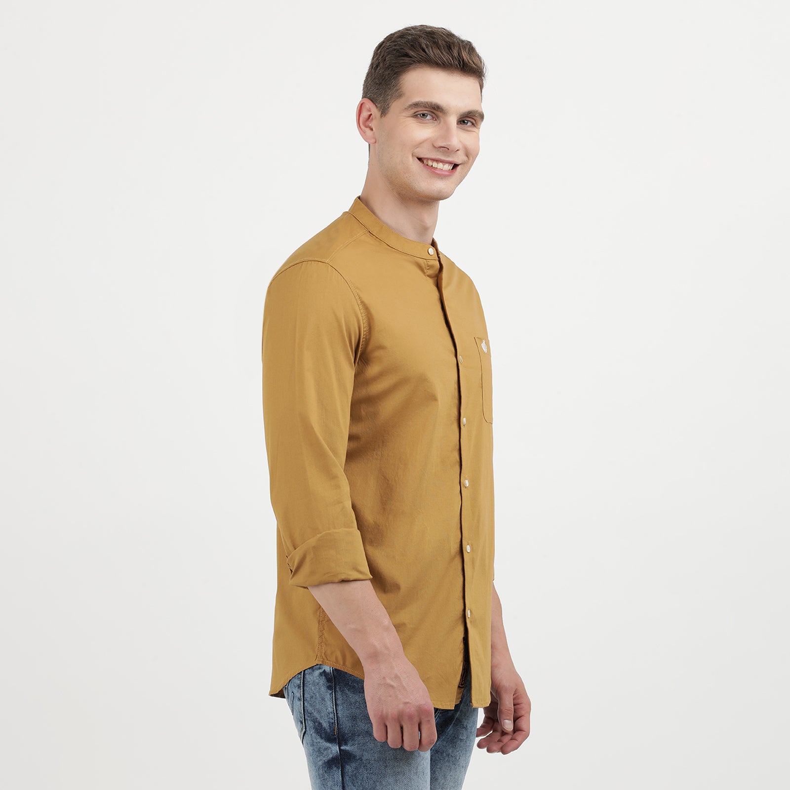 Khaki plain Full Sleeve Shirt-1