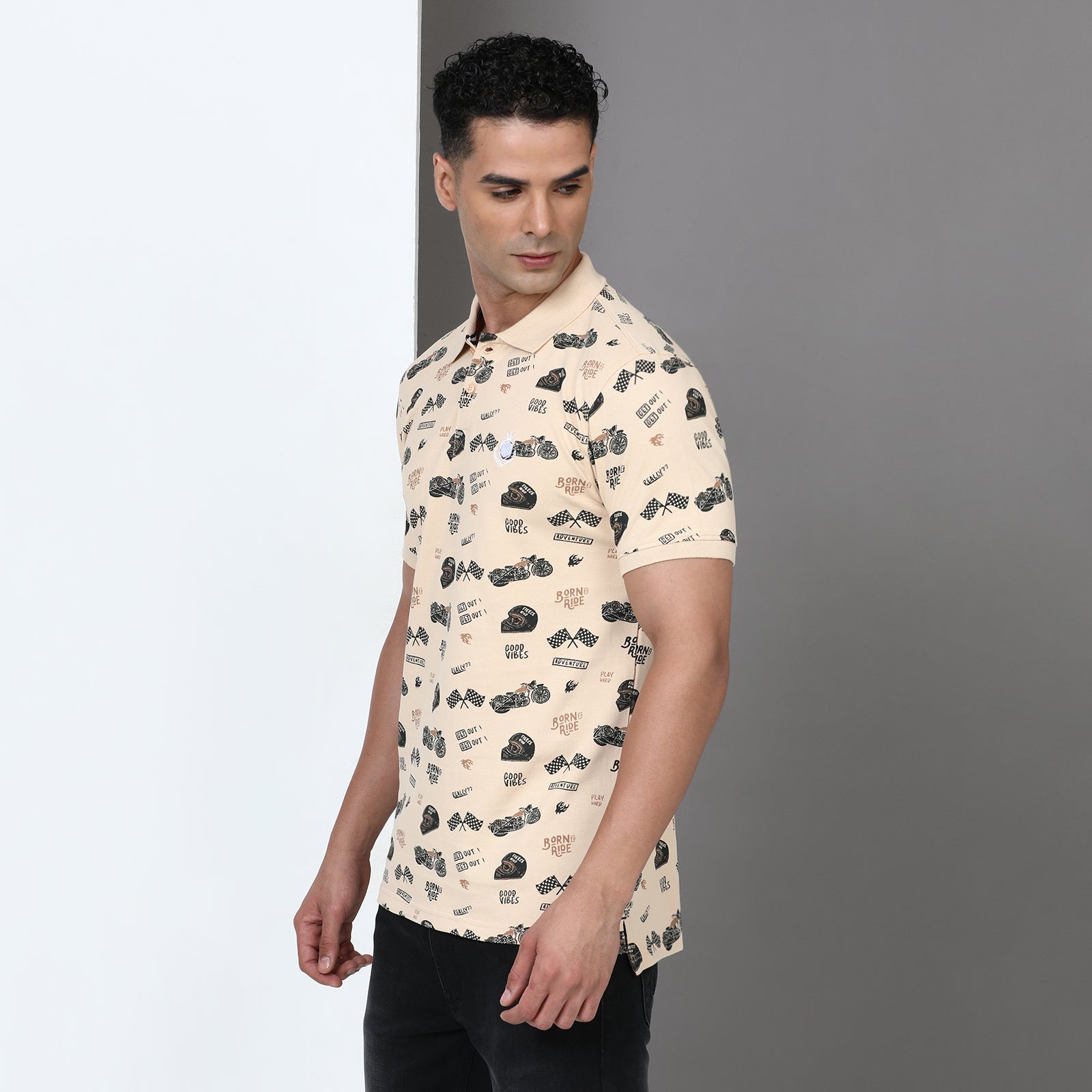 Slim Fit Printed Polo T-Shirt