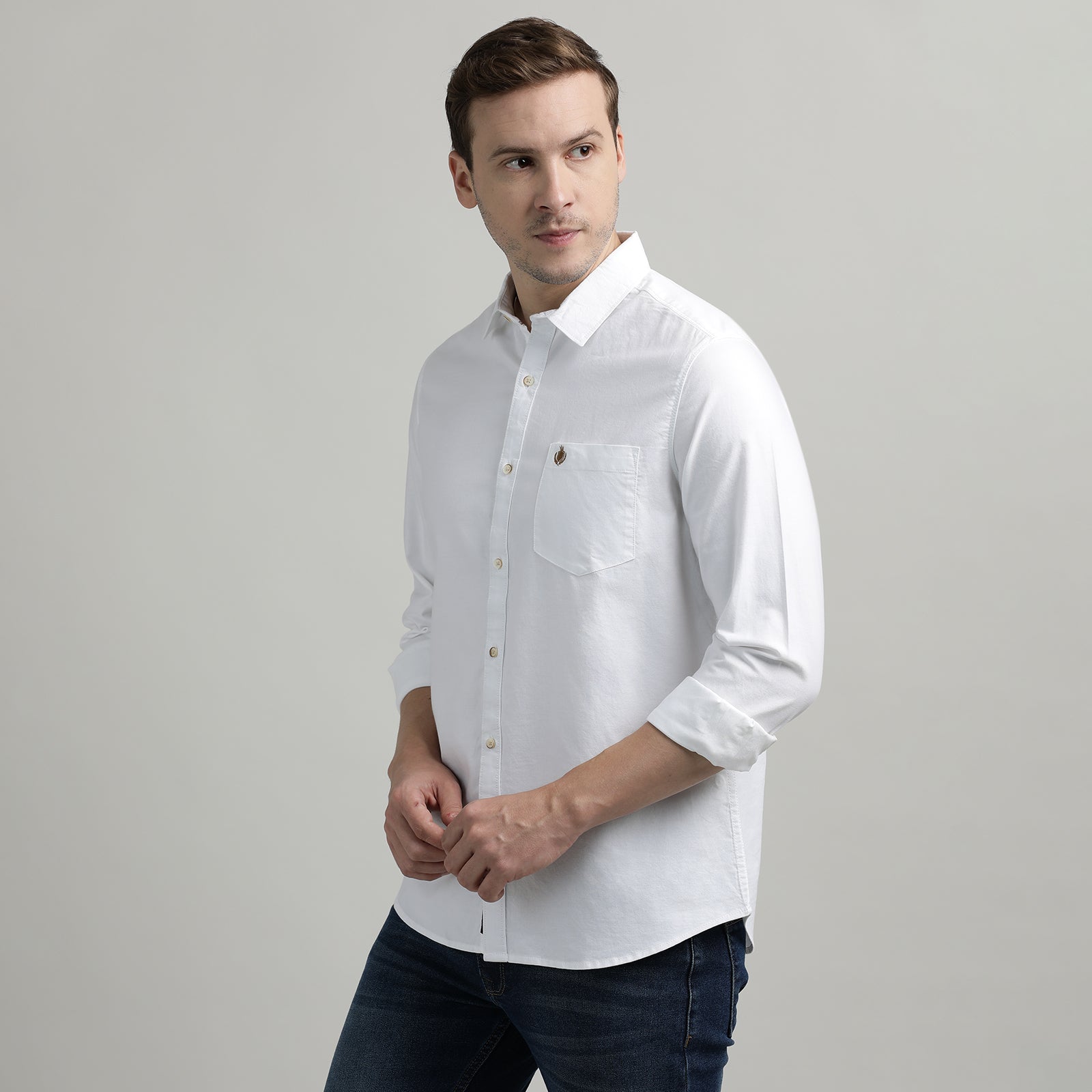 White Solid Full Sleeve Shirt