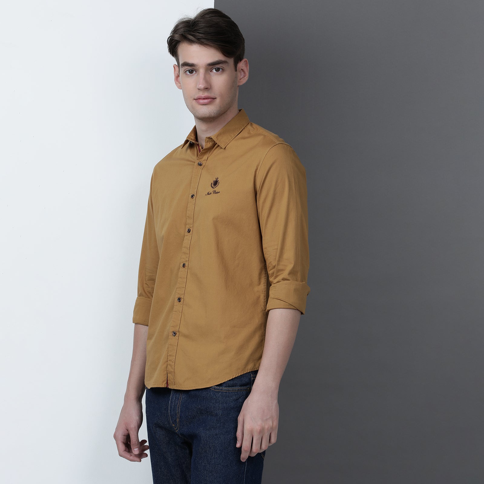 Mustard Solid Full Sleeve Shirt