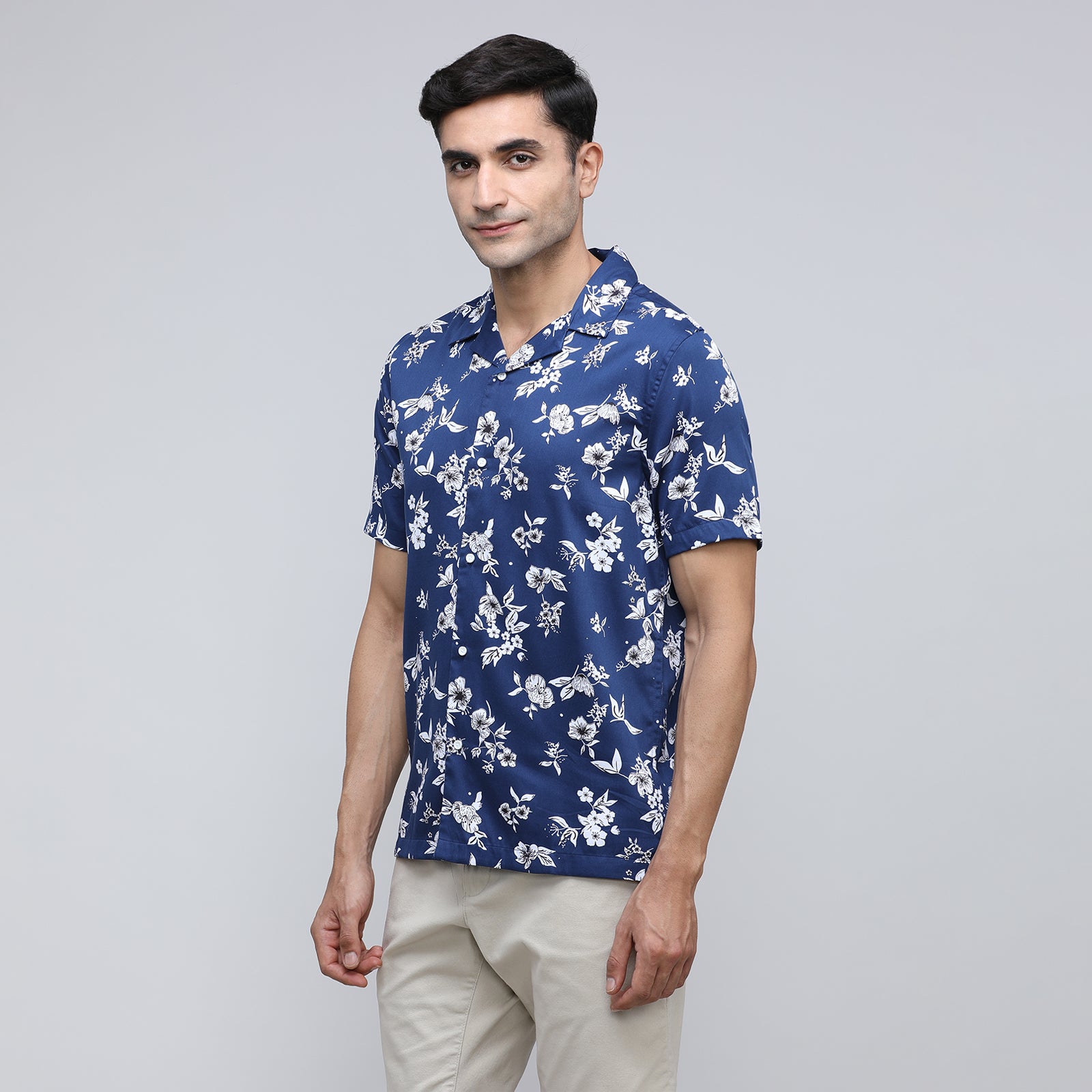 Indo Cotton Men's Printed Half Sleeve Shirt