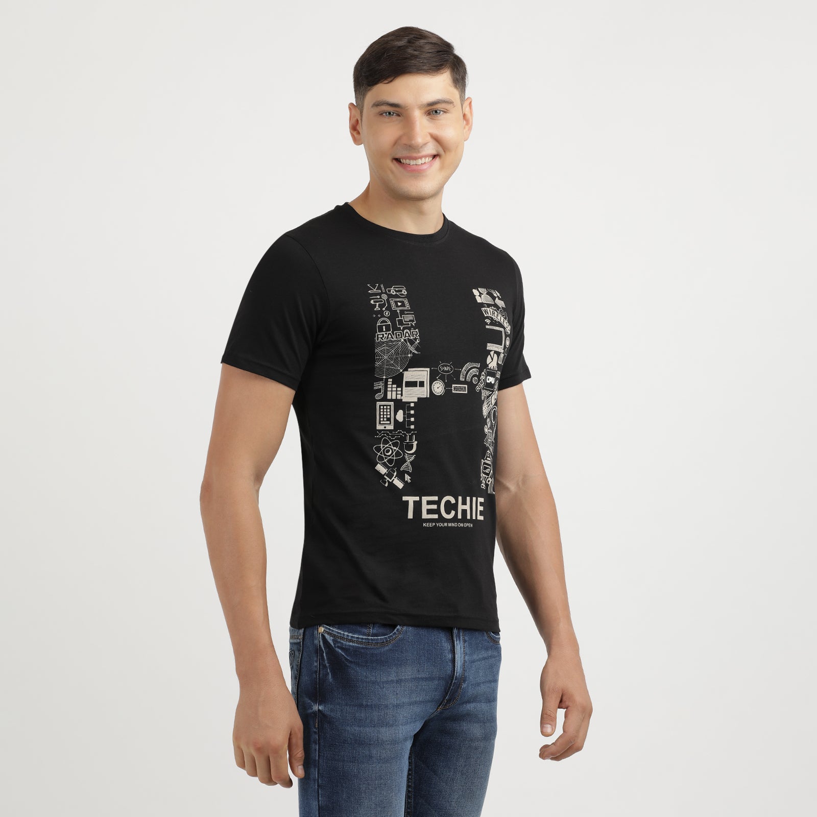 Techie Graphic Print Men's Crew Neck T-shirt