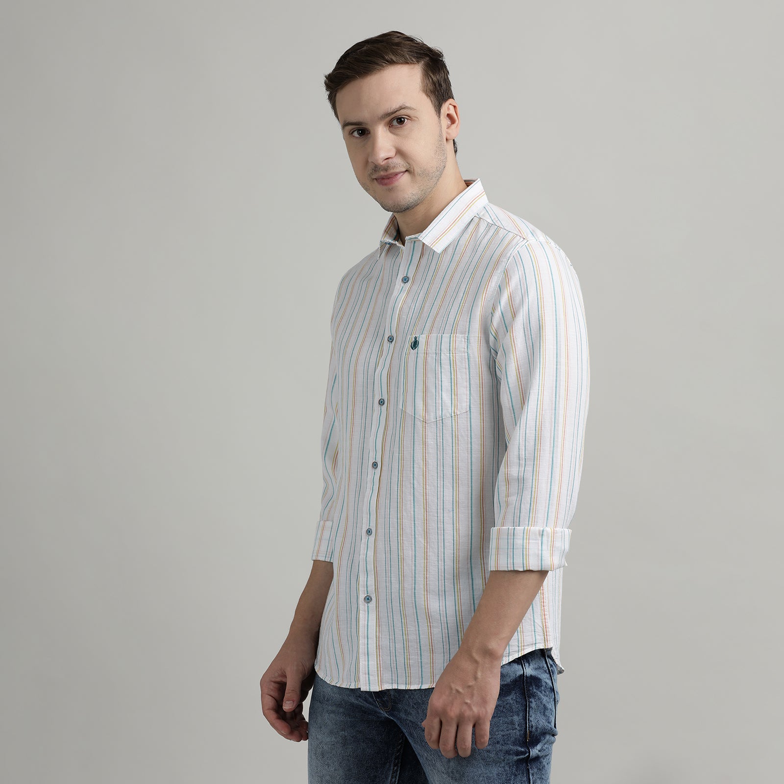 White Striped Full Sleeve Shirt