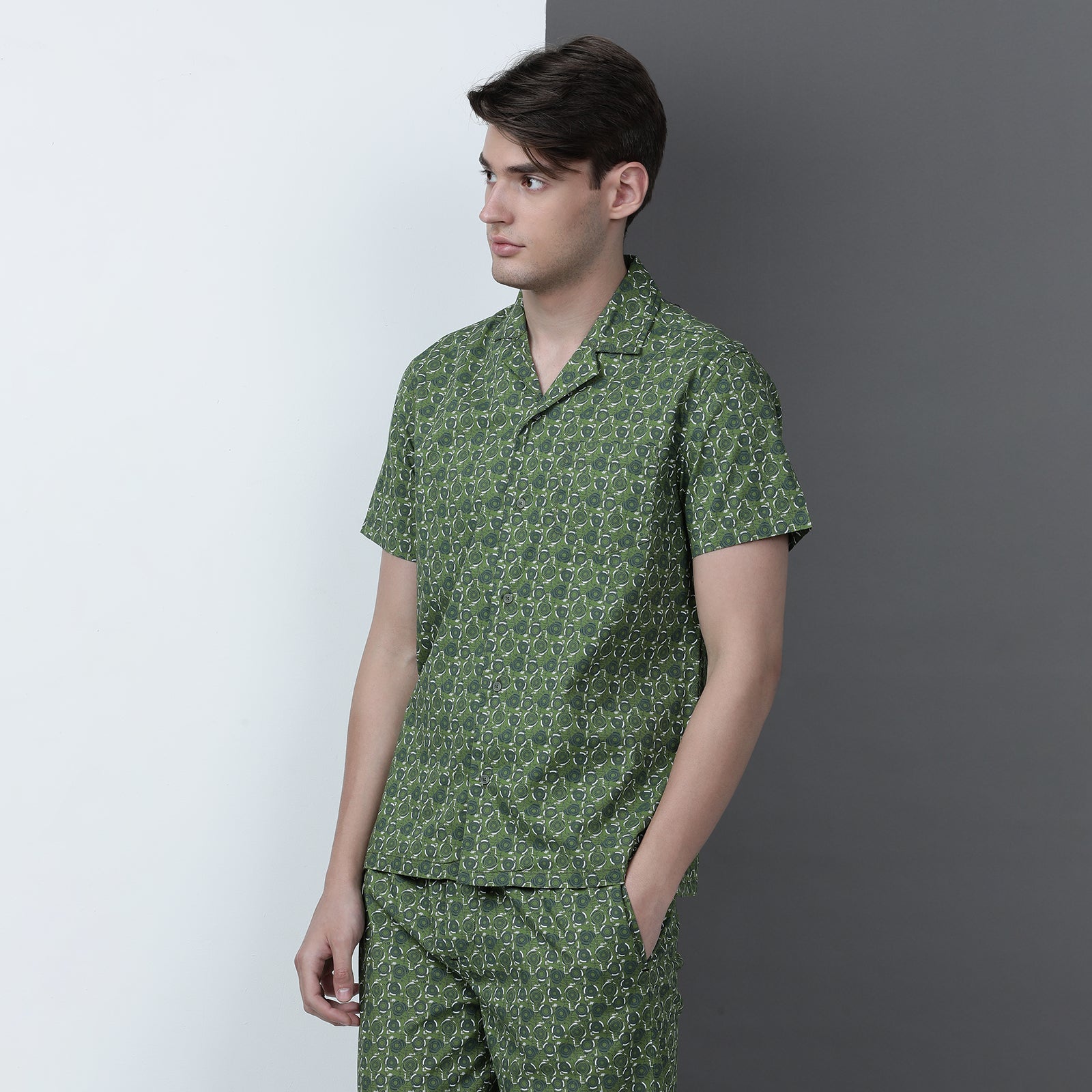 Green Printed Lounge Wear Set