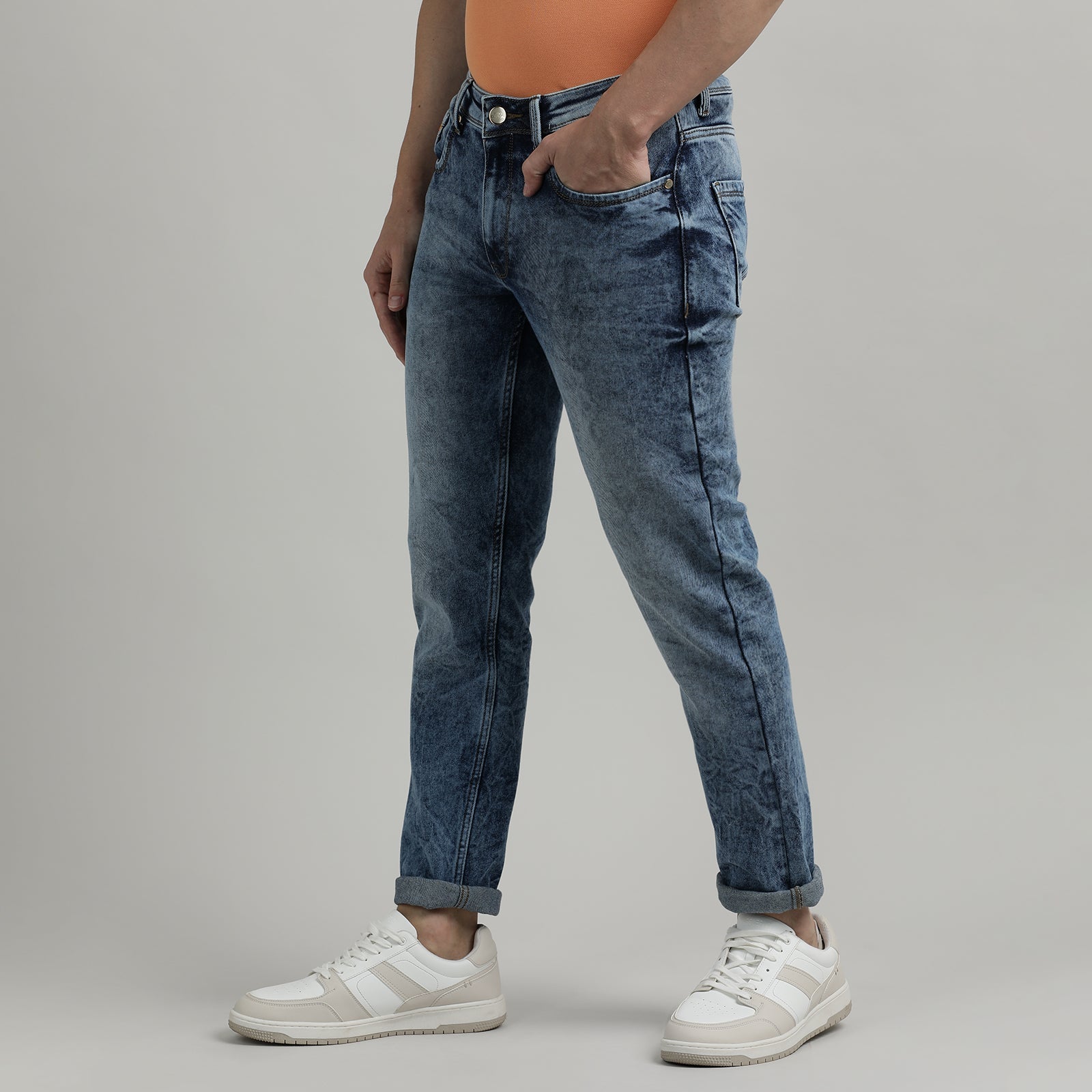 Denim Navy Mid Rise Silm Fit Jeans