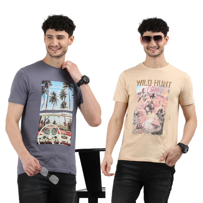 Men's Smooth Life & Wild-Hunt-Chase Graphic-Print T-Shirt Pack of 2