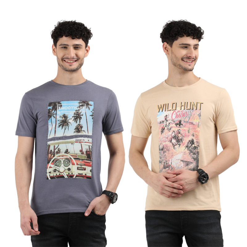 Men's Smooth Life & Wild-Hunt-Chase Graphic-Print T-Shirt Pack of 2