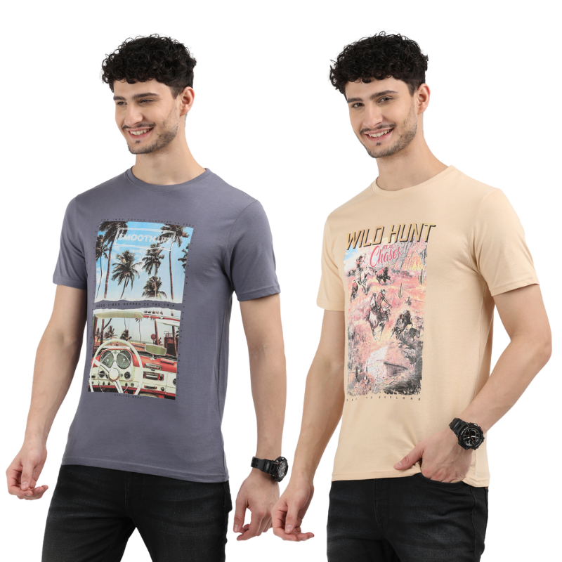 Men's Smooth Life & Wild-Hunt-Chase Graphic-Print T-Shirt Pack of 2