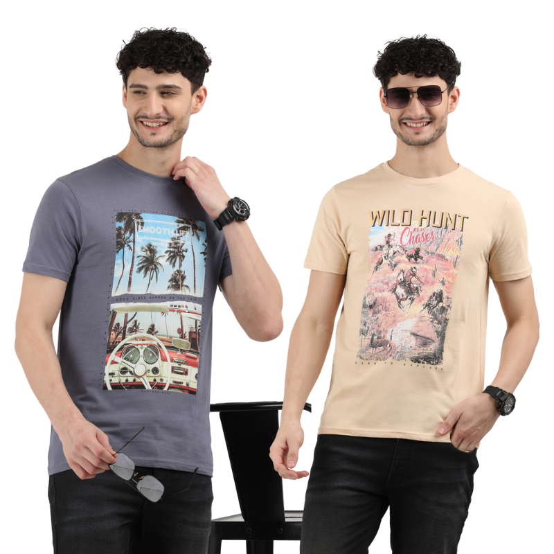 Men's Smooth Life & Wild-Hunt-Chase Graphic-Print T-Shirt Pack of 2