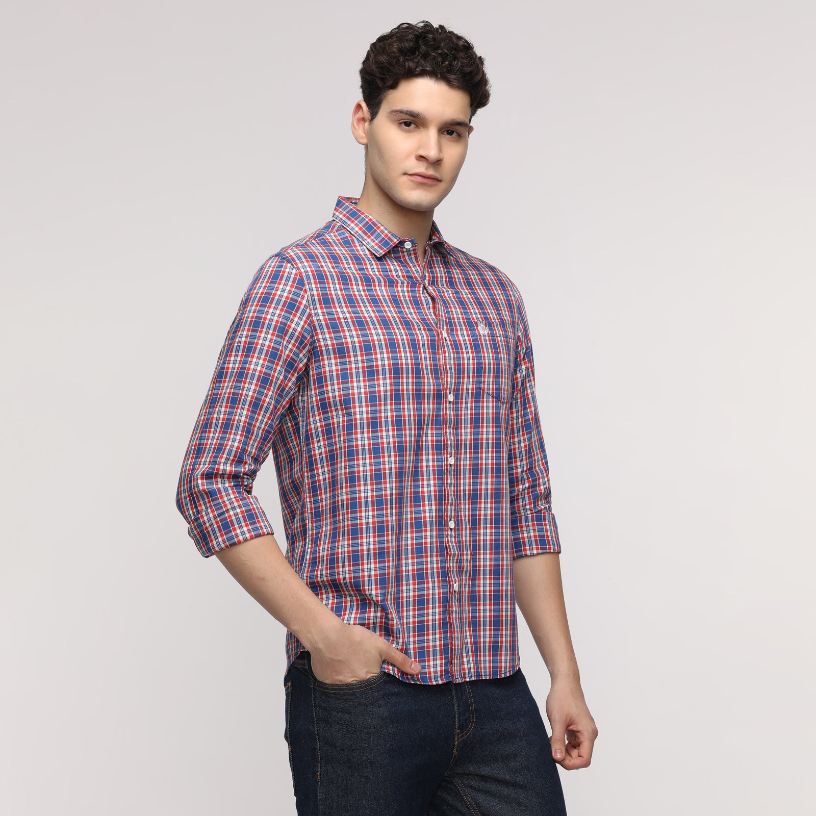 Men's Checkered Slim Fit Shirt With patch Pocket