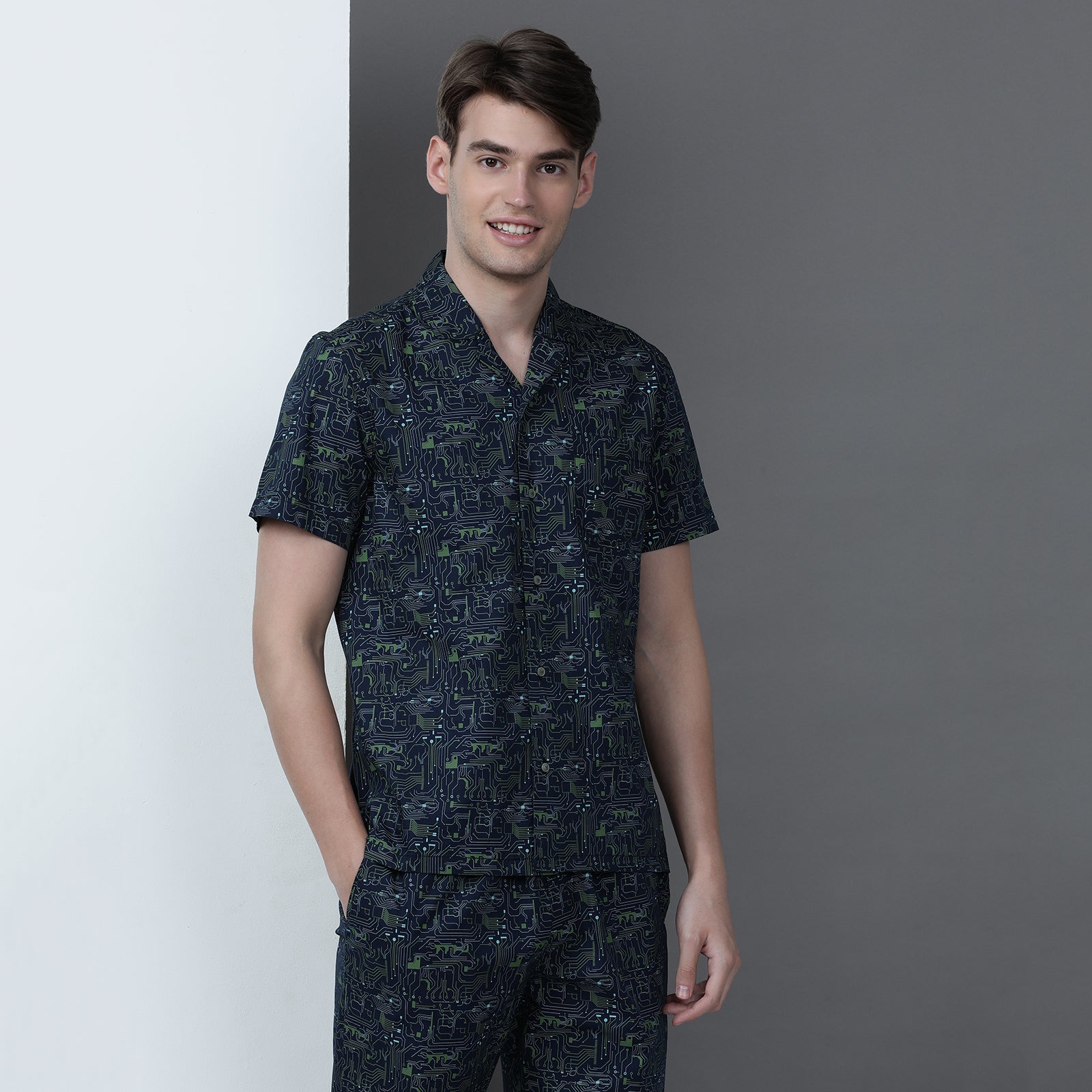 Navy Printed Lounge Wear Set