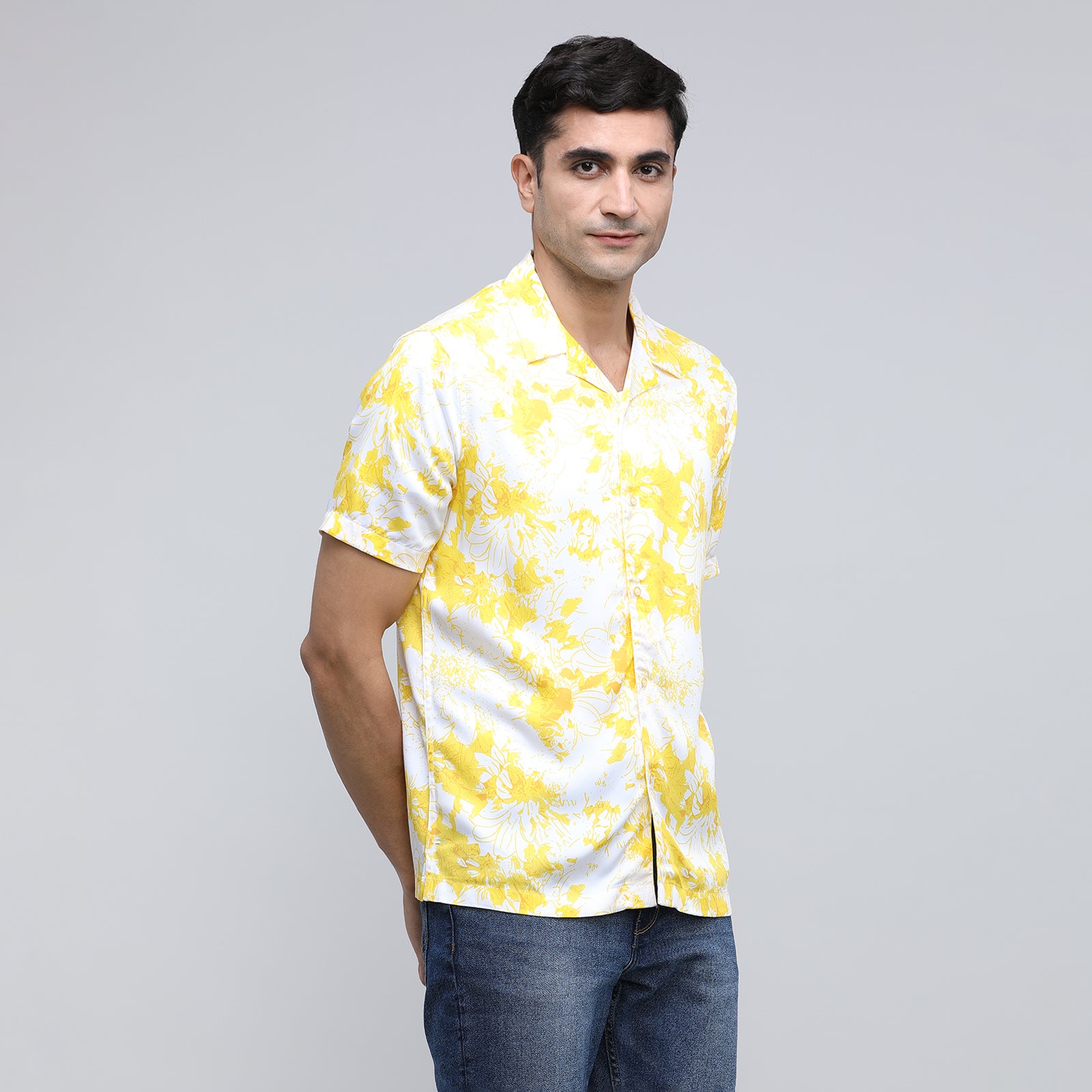 Indo Cotton Men's Printed Half Sleeve Shirt