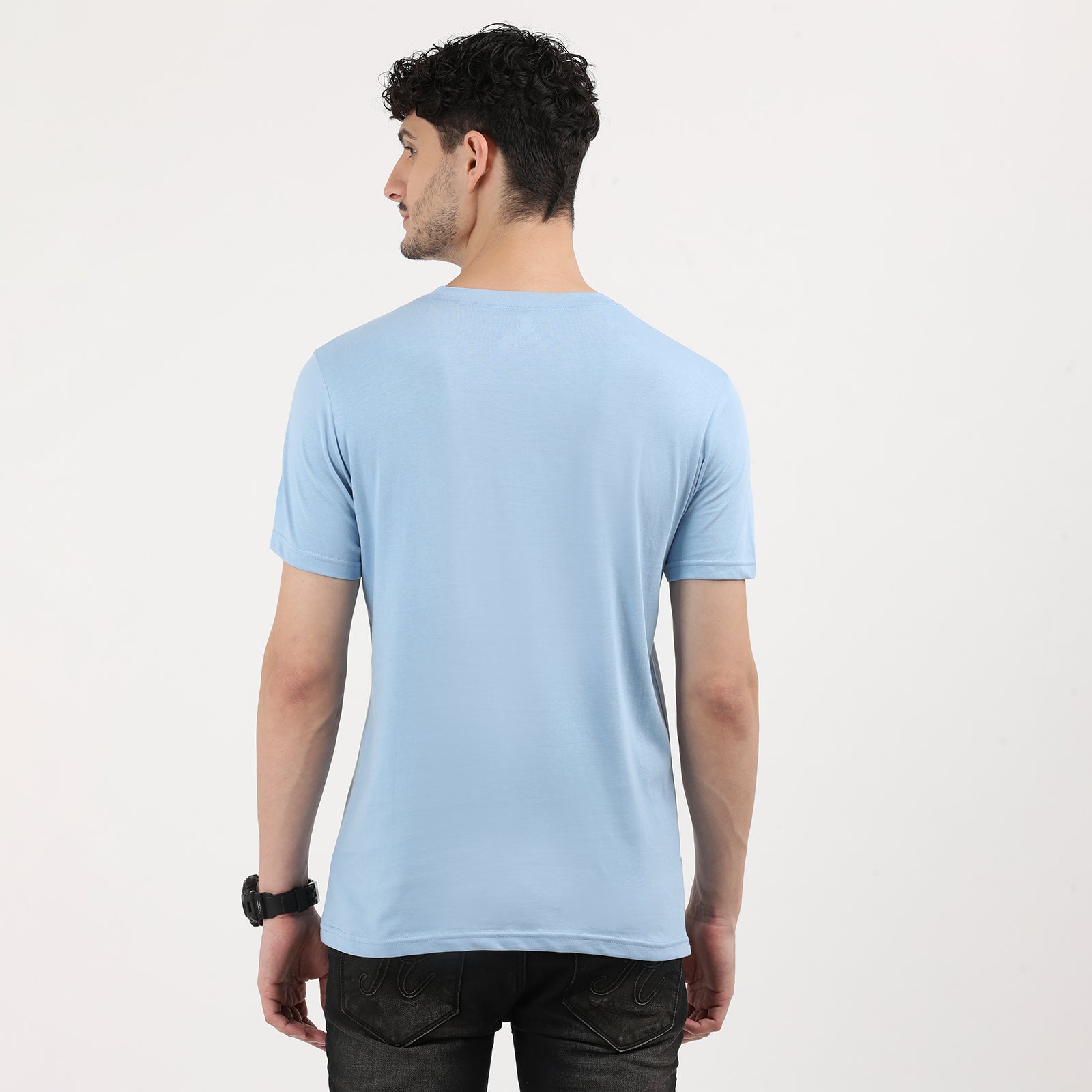 Powder Blue Modern Noise Crew Neck T-Shirt