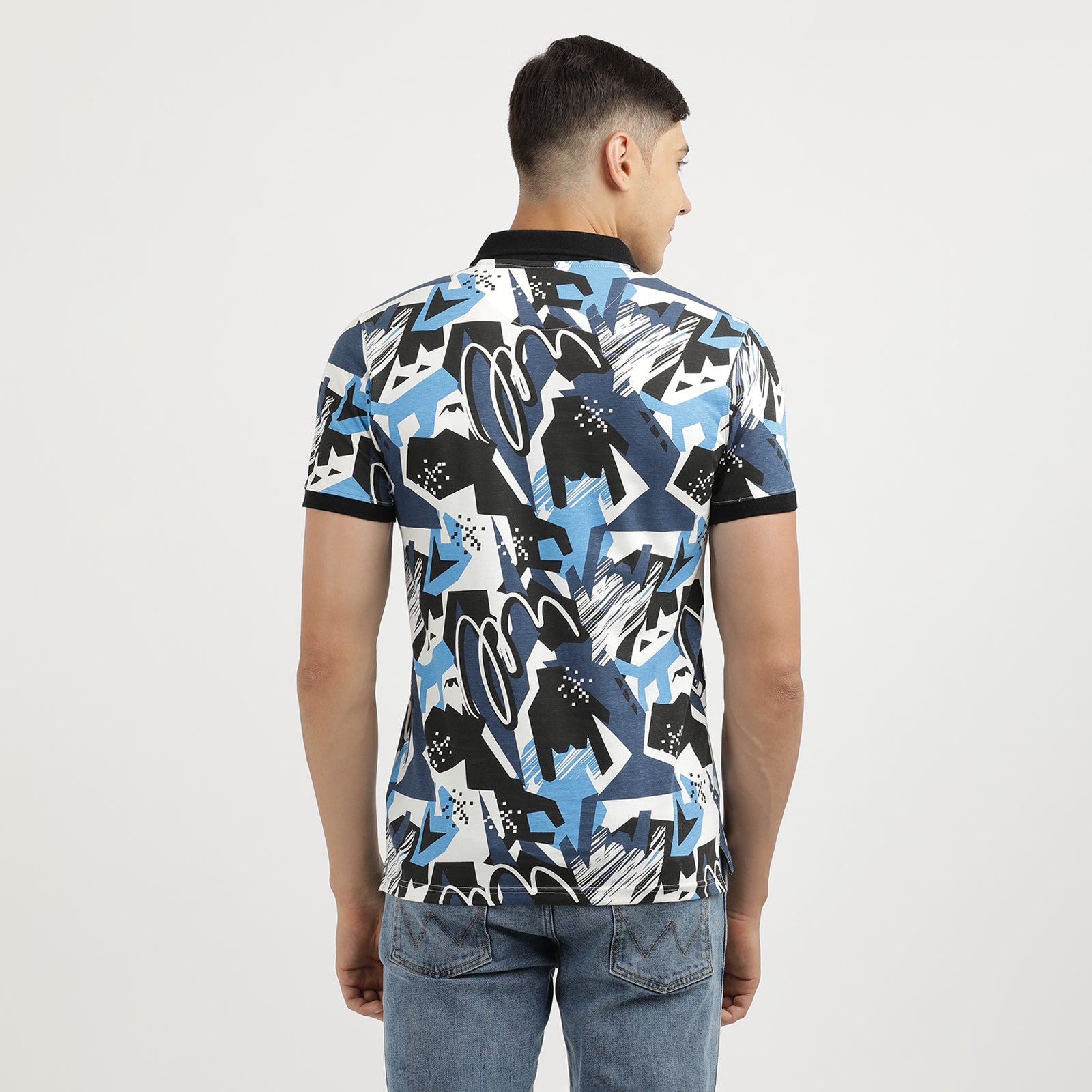 Men's Multi Colored All Over Printed Polo T-Shirt