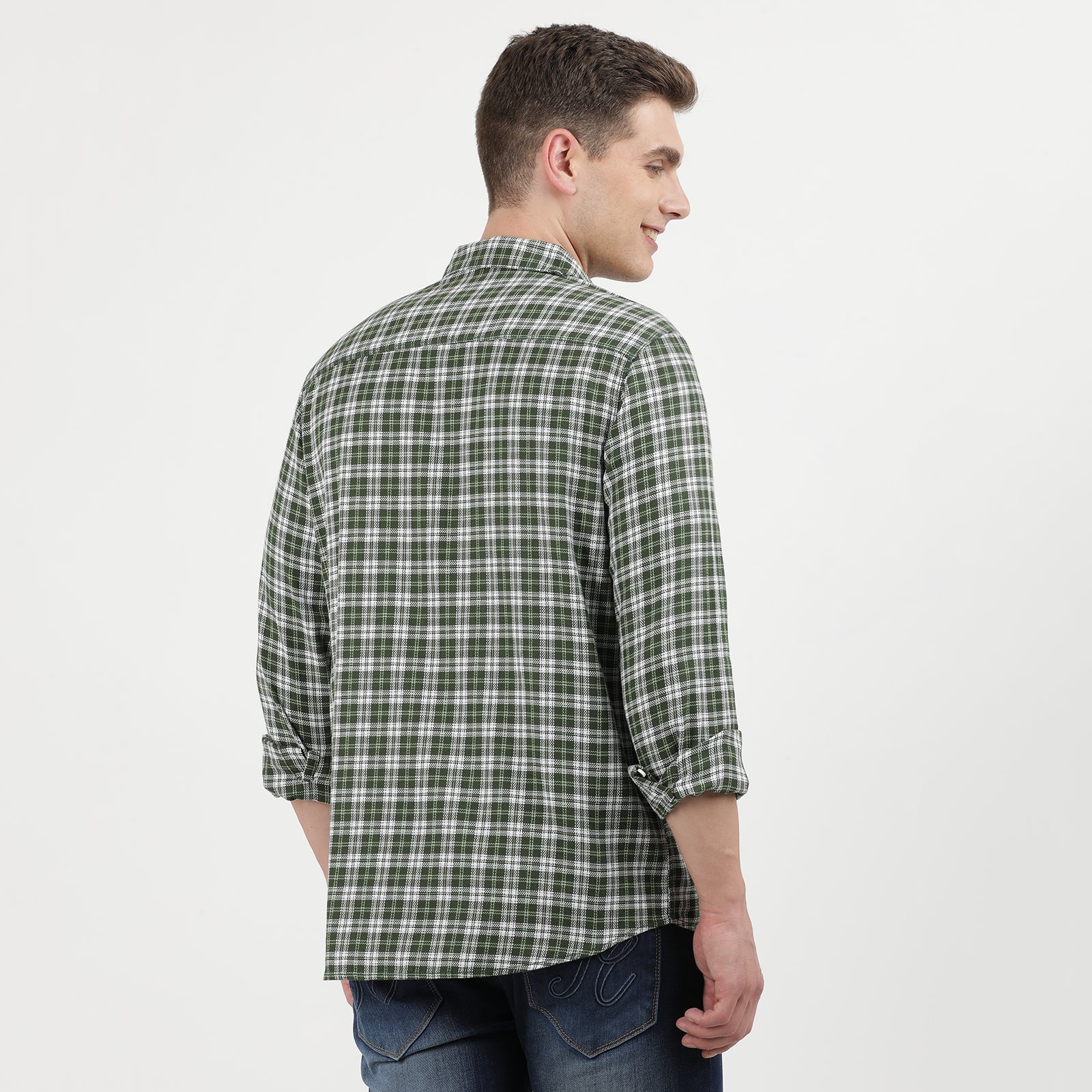 Men's Green Plaid Casual Shirt