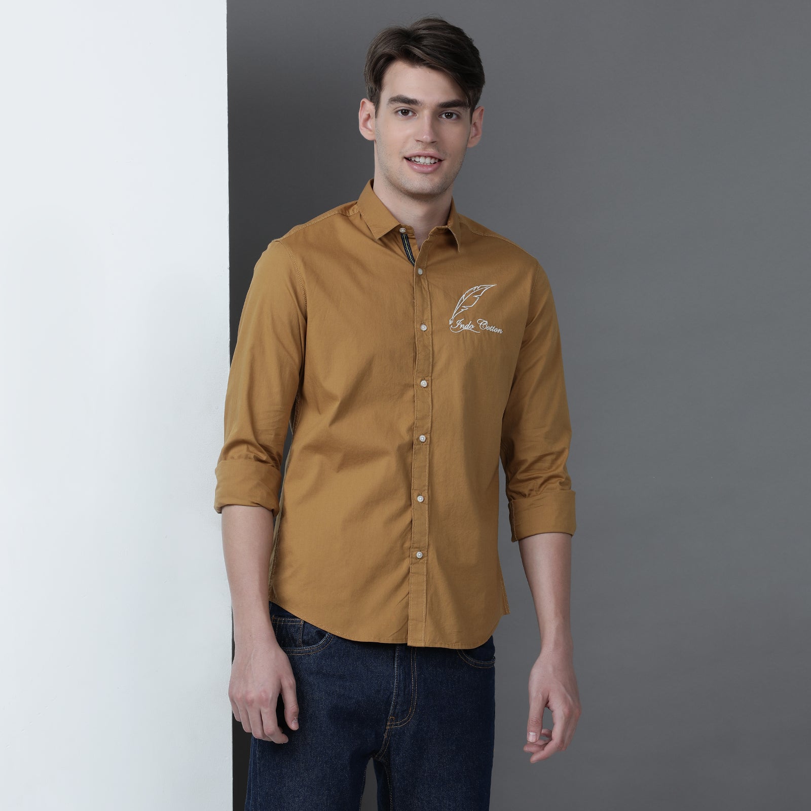 Mustard Solid Full Sleeve Shirt