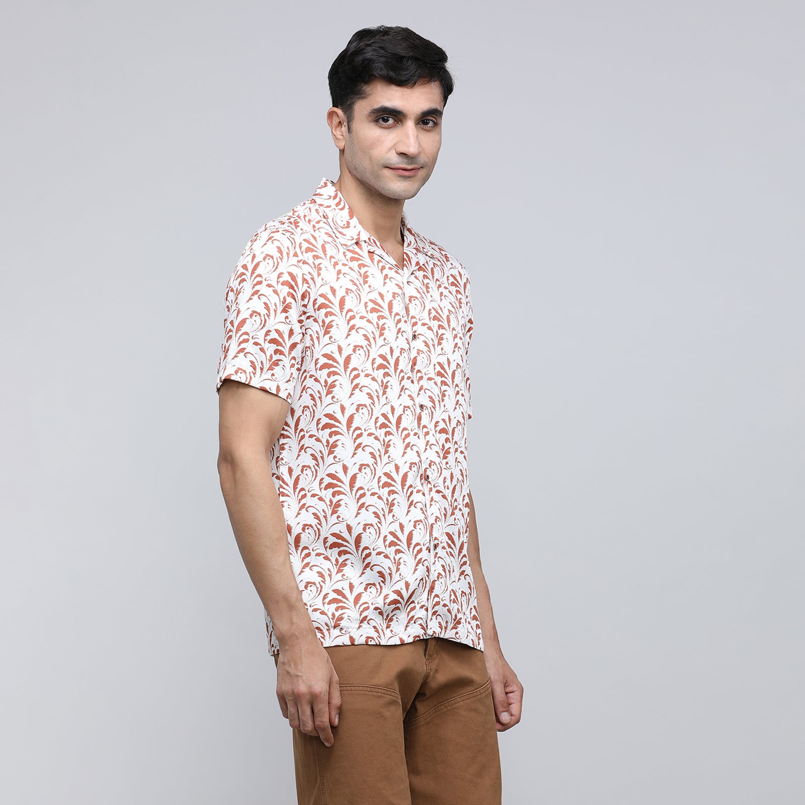 Indo Cotton Men's Printed Half Sleeve Shirt